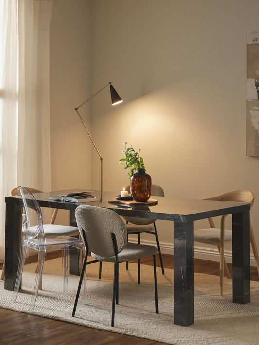 Carlin Dining Table in Marble Look, 180 x 90 cm