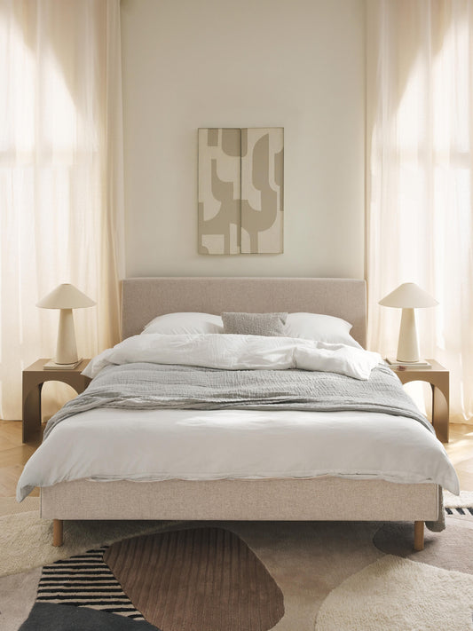 Giulina Upholstered Bed with Wooden Feet