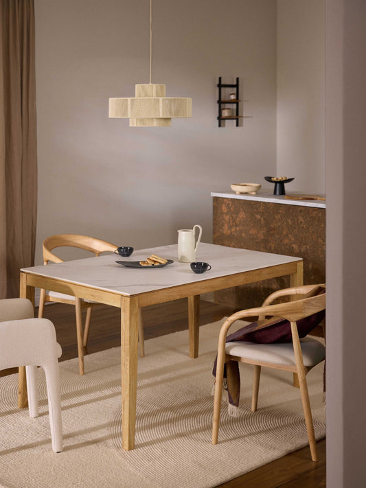 Jaxon Dining Table with Marble-Look Tabletop, in Various Sizes