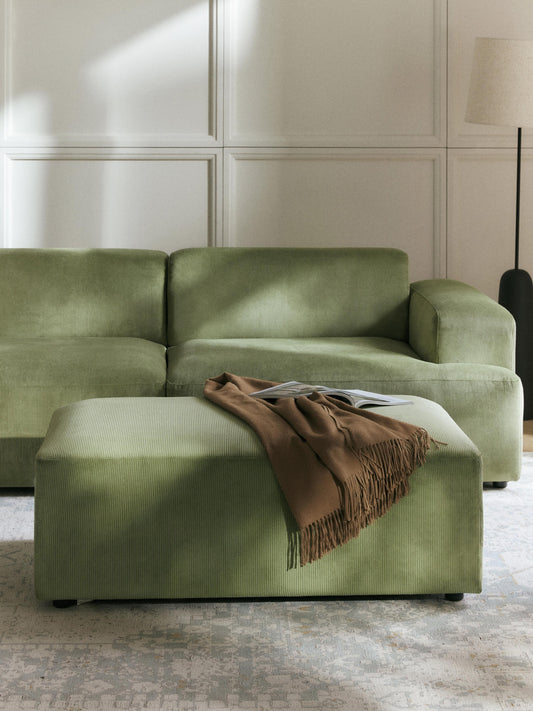 Melvie XL Ottoman in Corduroy, W 116 x D 72 cm