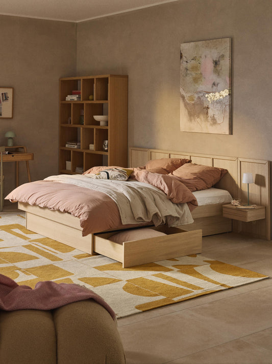 Nantis Wooden Bed with Bedside Tables and Headboard
