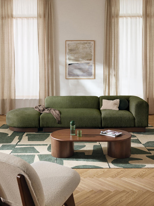 Natalia Modular Ottoman in Teddy Bouclé with Stool (Left/Right)