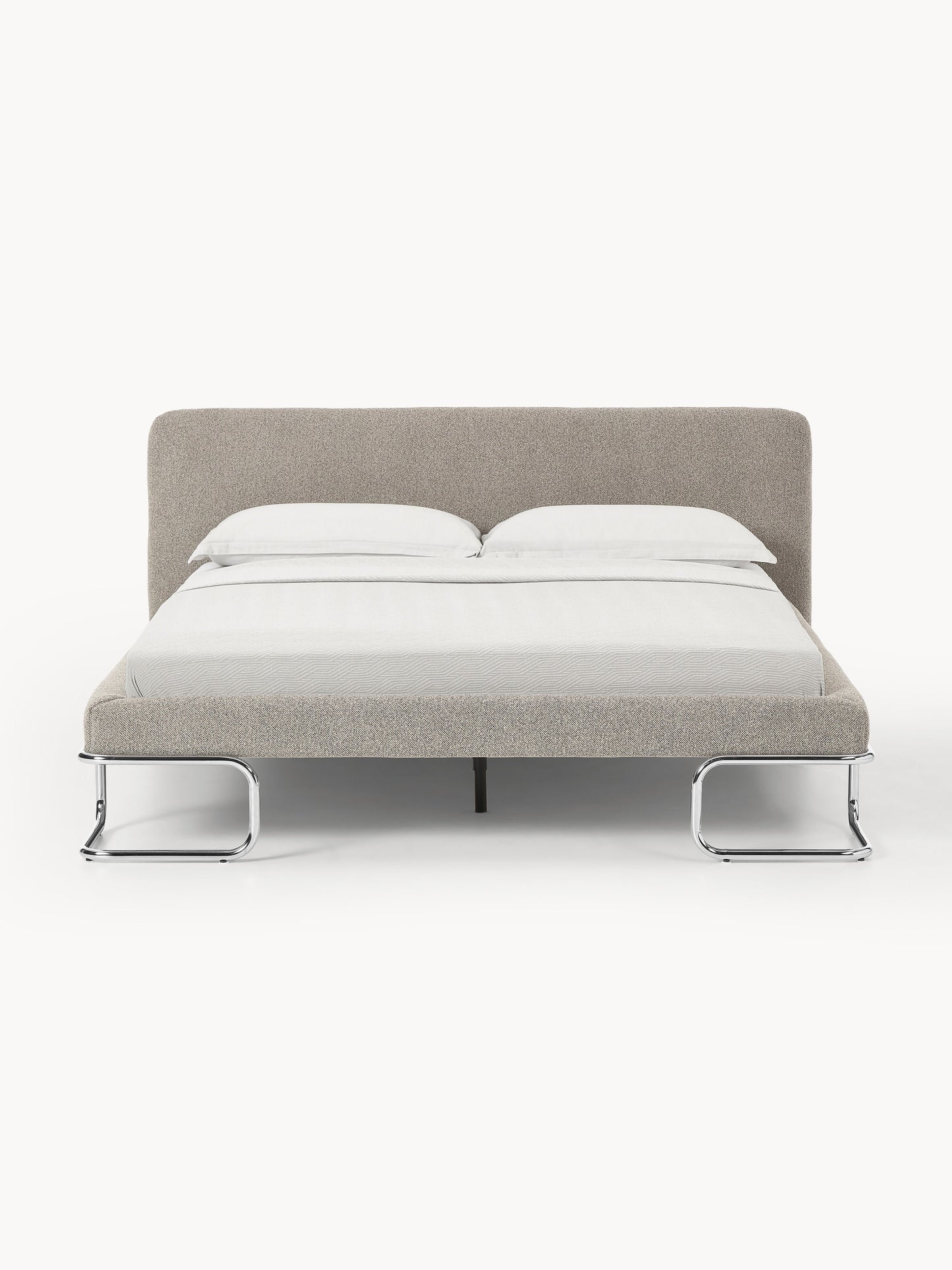 Olinda Bouclé Upholstered Bed with Metal Legs