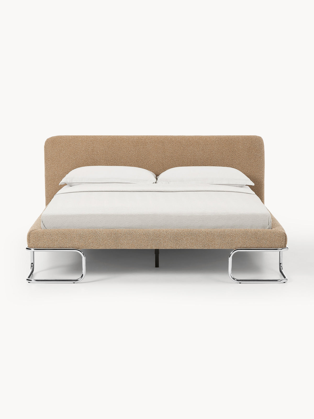 Olinda Bouclé Upholstered Bed with Metal Legs