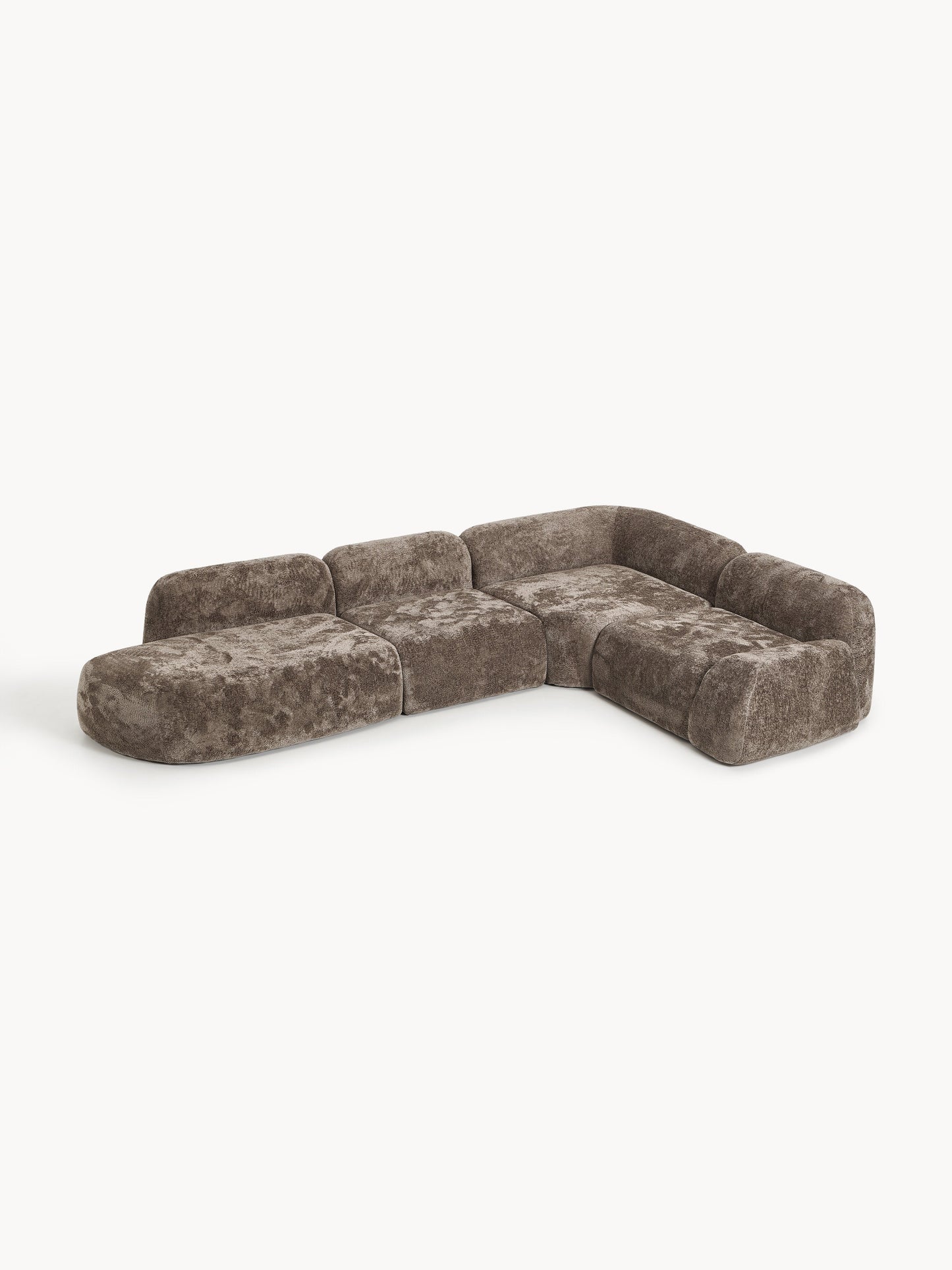 Wolka XL Modular Teddy Bouclé Corner Sofa with Chaise Longue