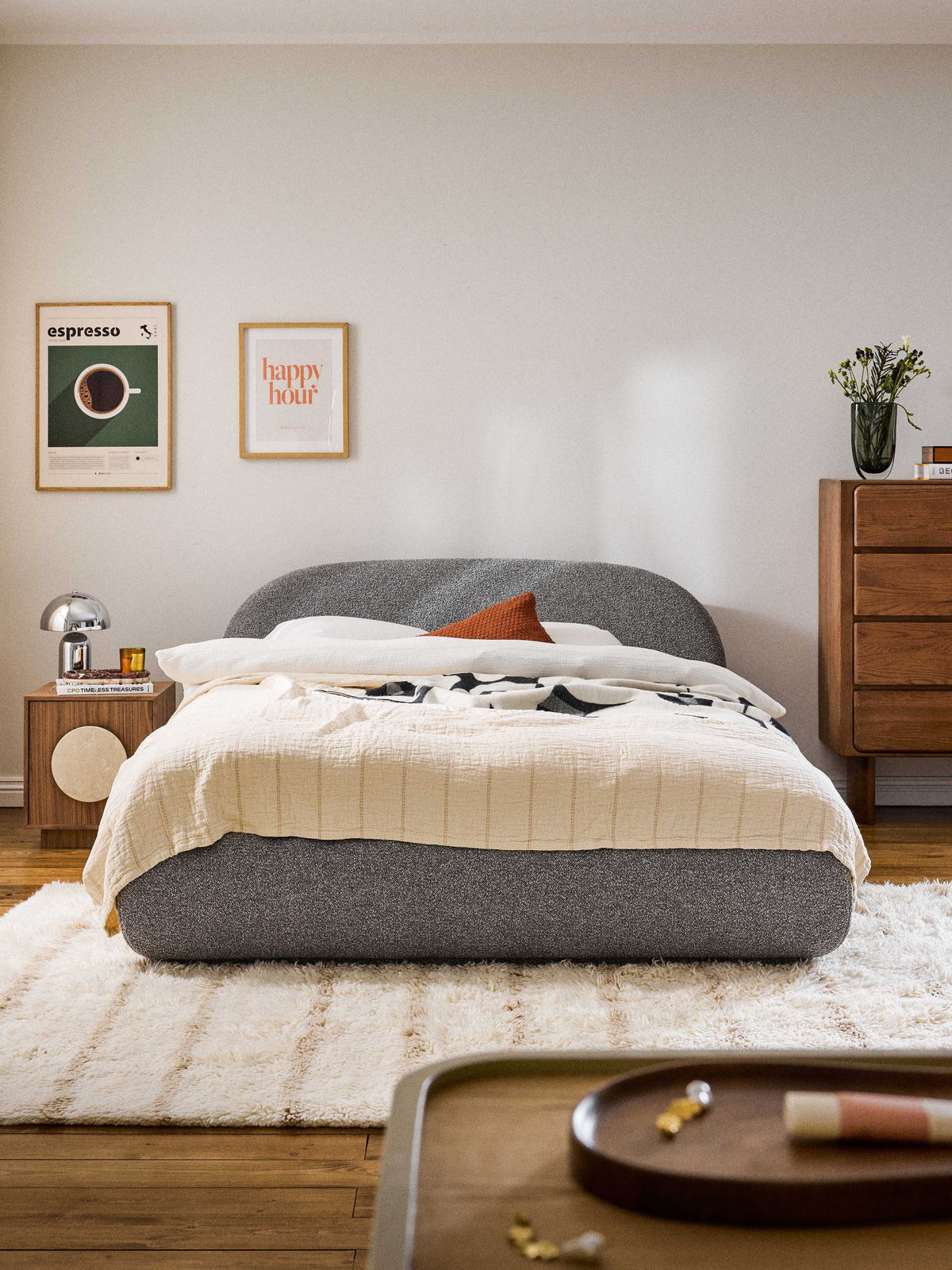 Alva Bouclé Upholstered Bed