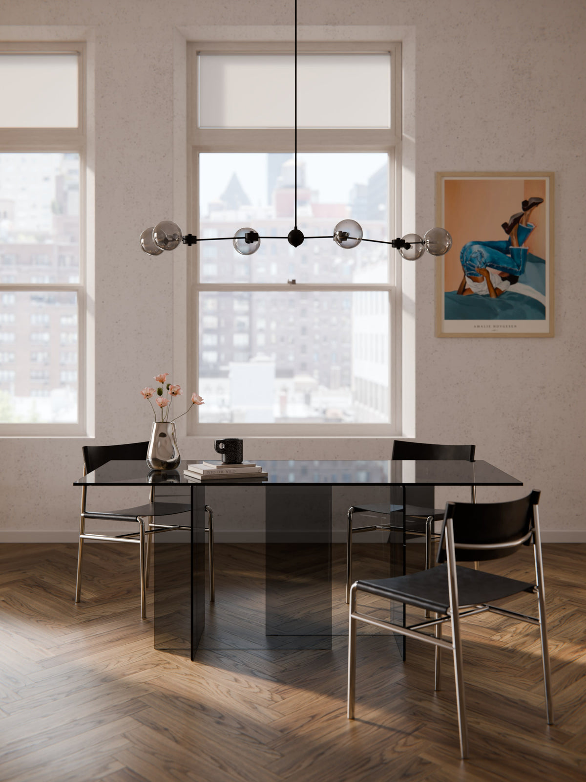Anouka Dining Table in Glass, 180 x 90 cm