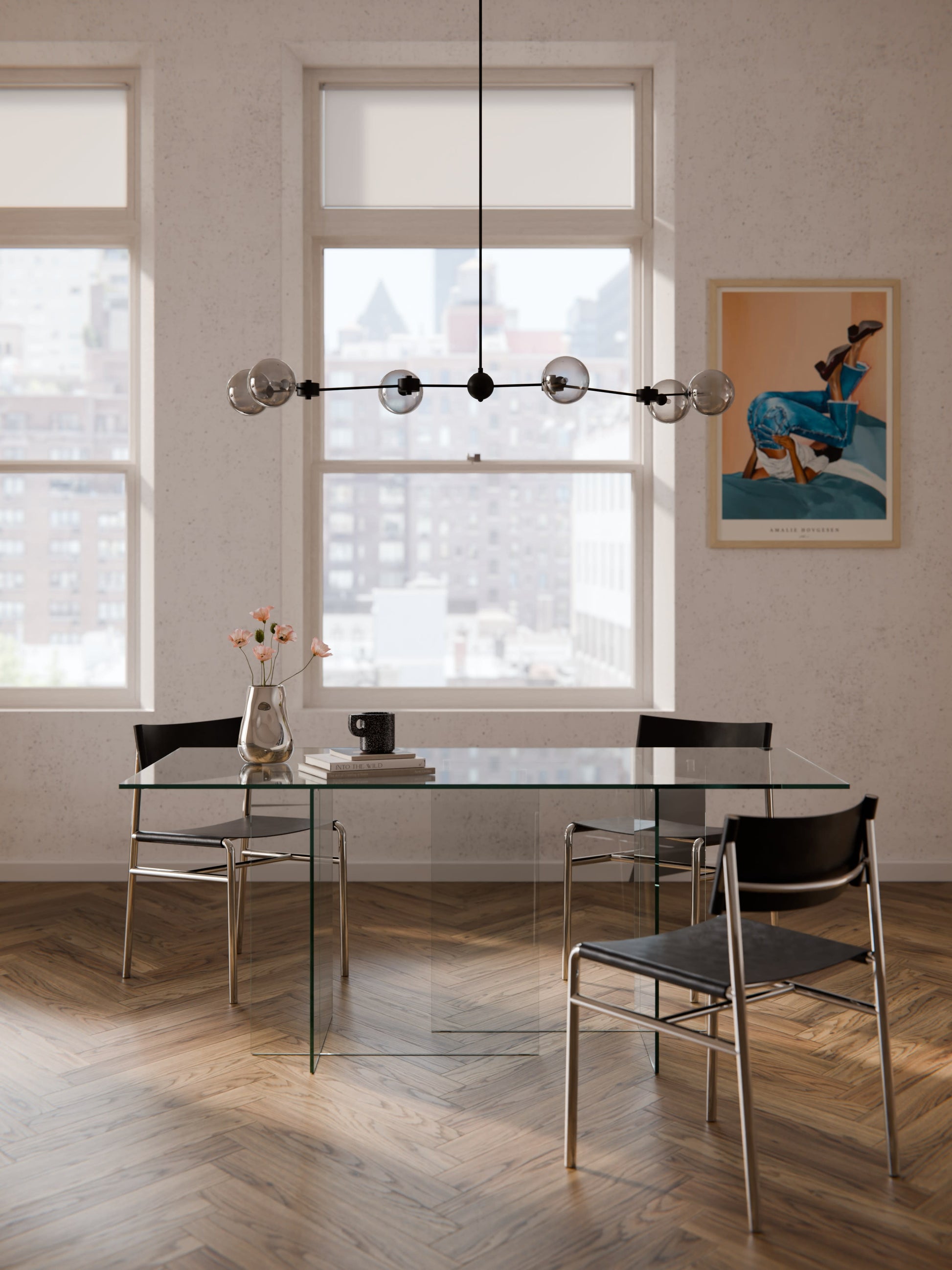 Anouka Dining Table in Glass, 180 x 90 cm