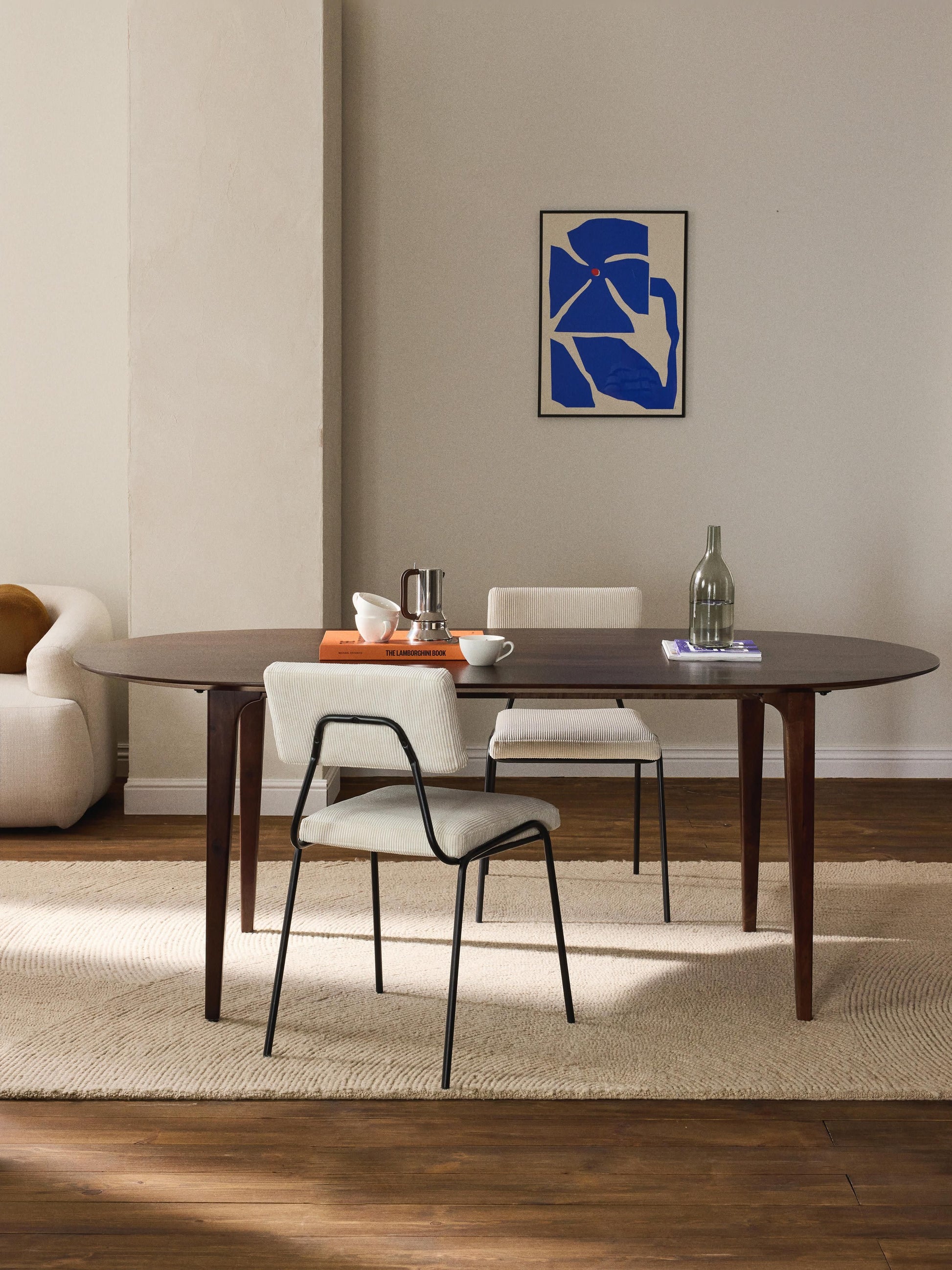 Archia Oval Dining Table in Mango Wood, 200 x 100 cm