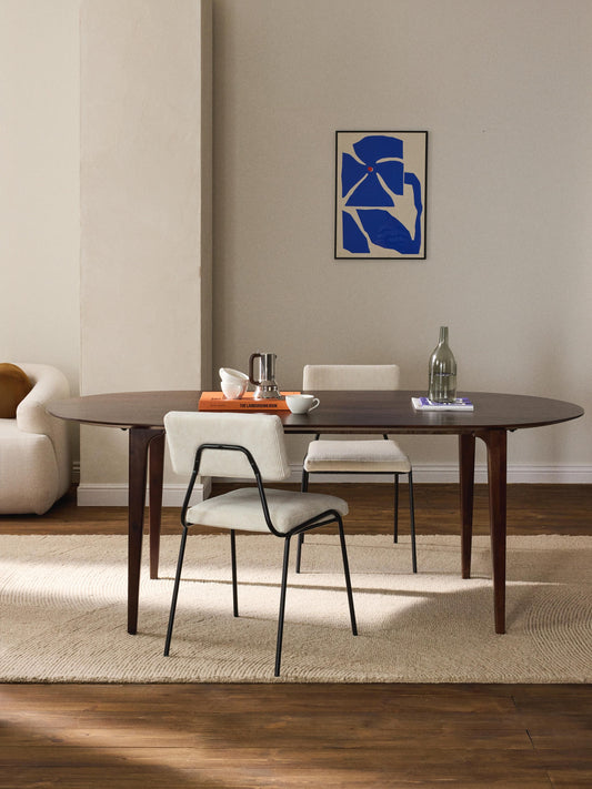 Archia Oval Dining Table in Mango Wood, 200 x 100 cm