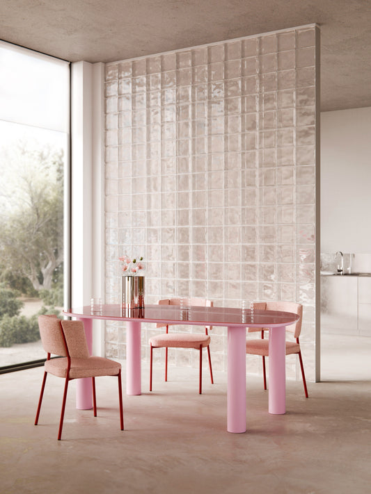 Bennet Organic Dining Table with Glass Top, 200 x 110 cm