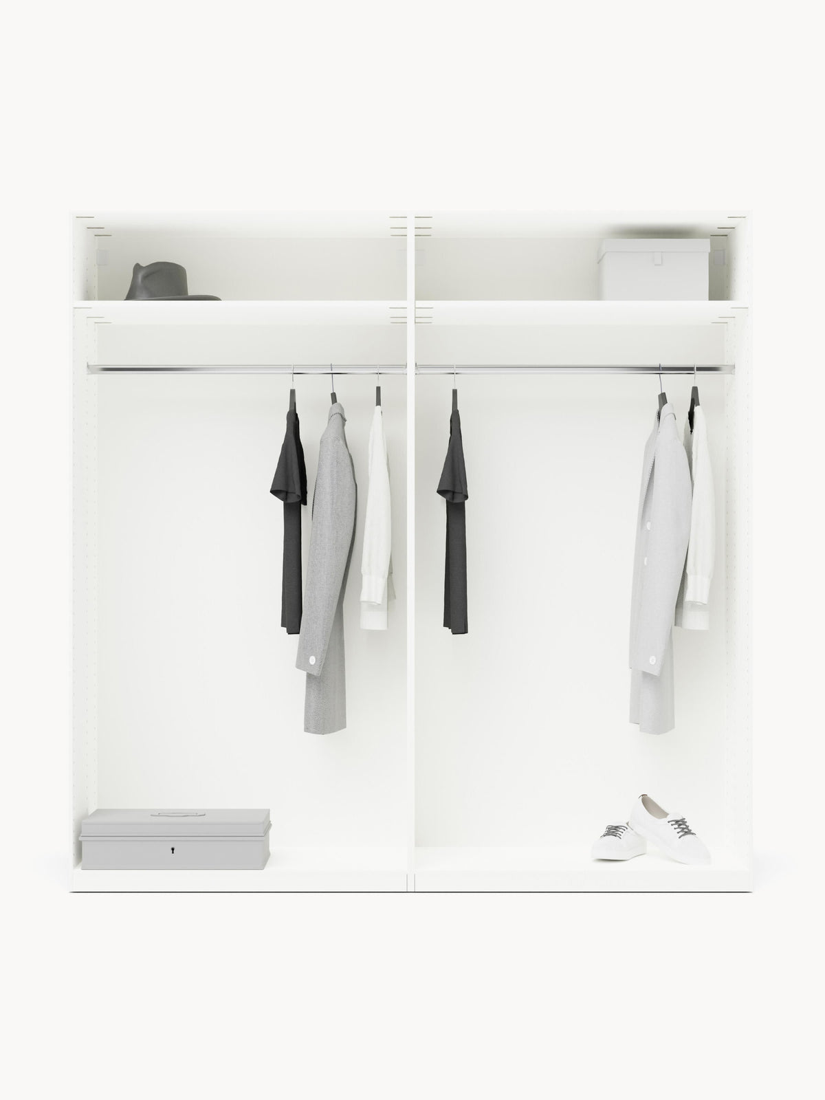 Charlene Modular Hinged-Door Wardrobe, 200 cm Wide, in Various Sizes