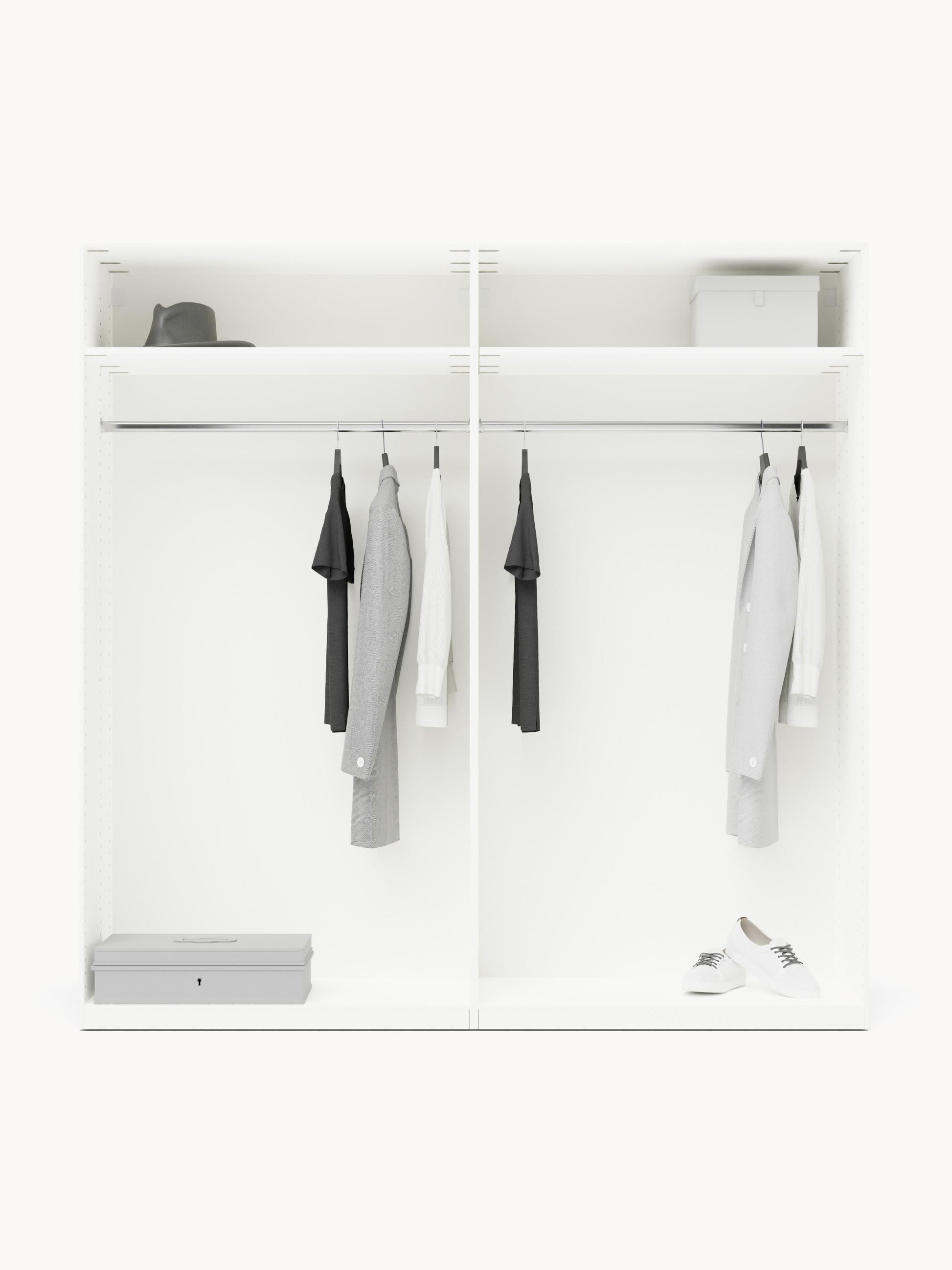Charlene Modular Hinged-Door Wardrobe, 200 cm Wide, in Various Sizes