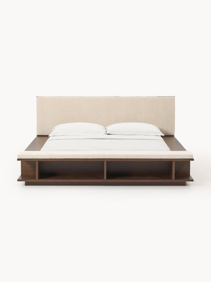 Clarin Wooden Bed Frame with Bench and Side Shelves