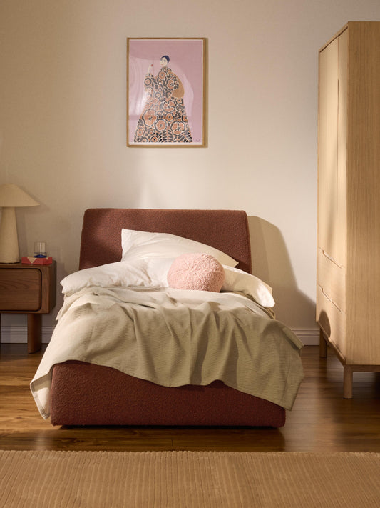 Cloudia Bouclé Single Bed with Storage