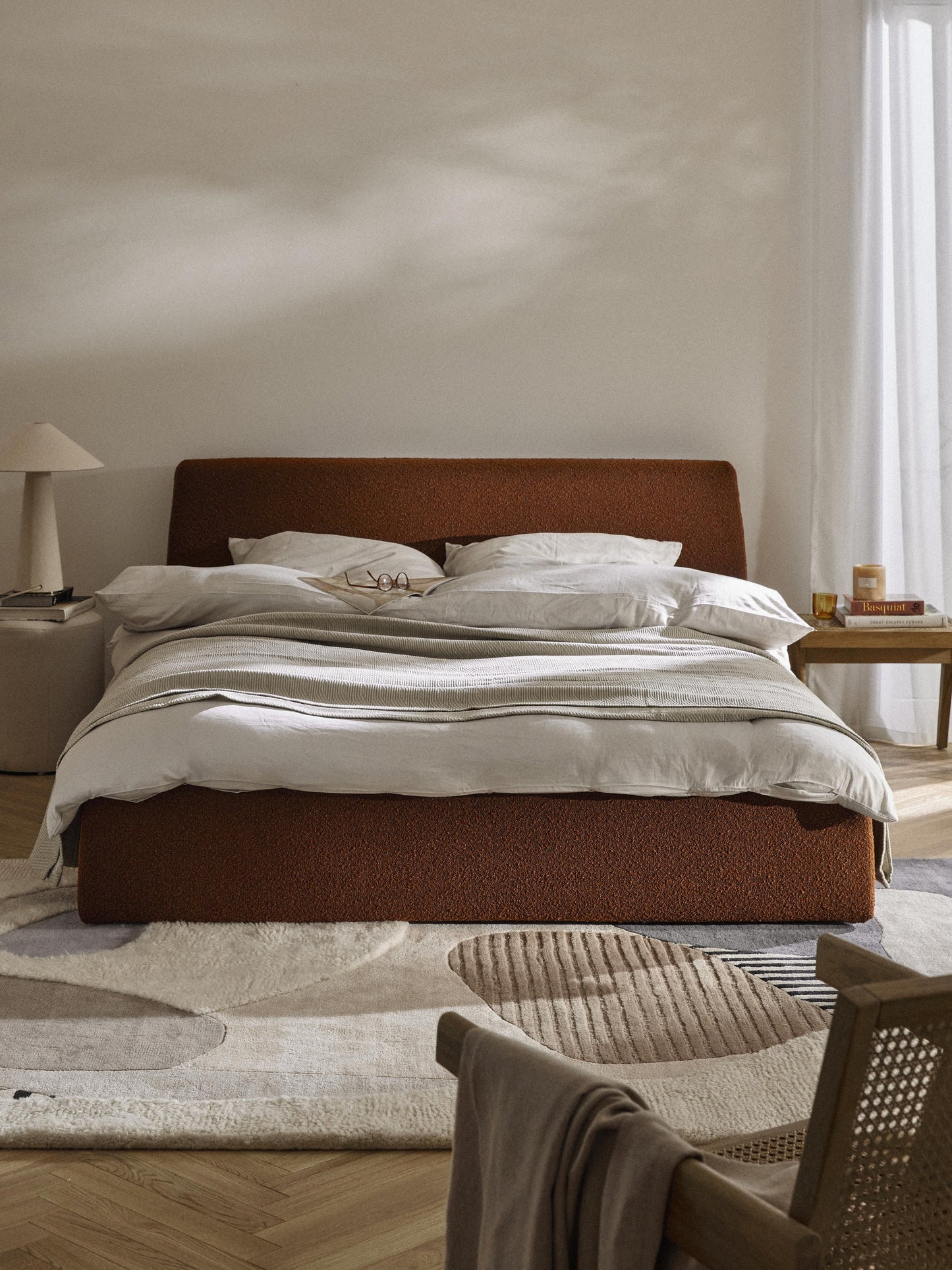 Cloudia Bouclé Upholstered Bed with Storage