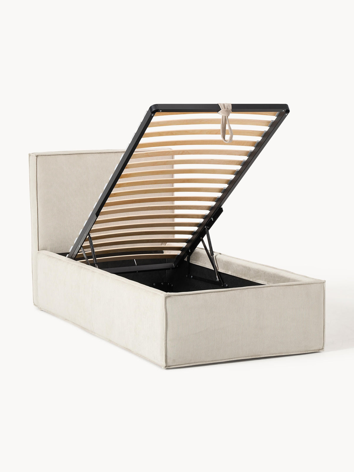 Dreama Corduroy Single Bed with Storage