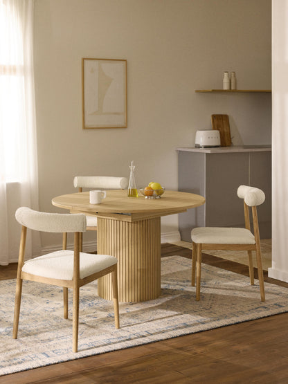 Filora Extendable Dining Table with Grooved Texture, 120 - 160 x 75 cm