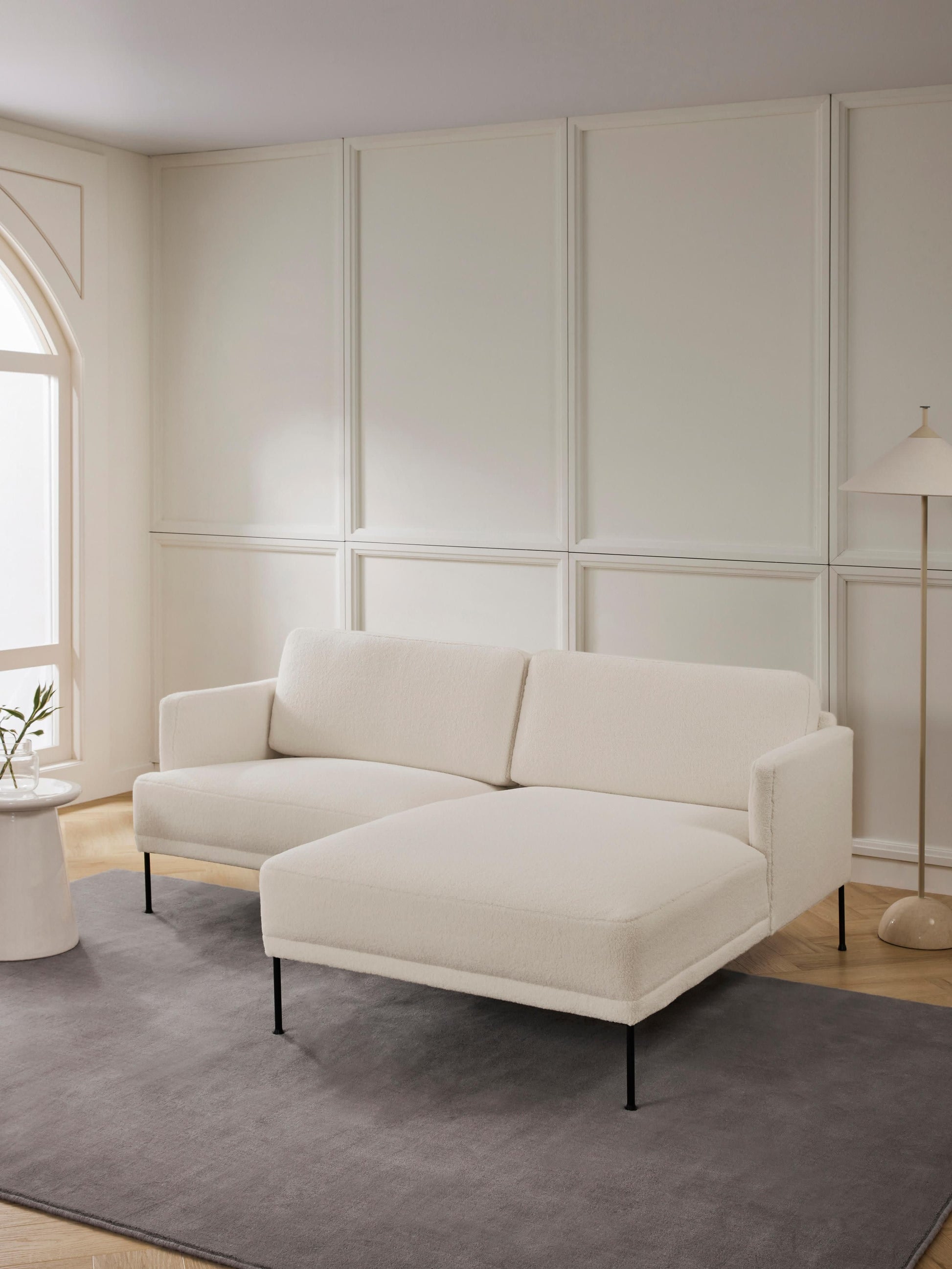 Fluenta Small Corner Sofa in Teddy Fabric