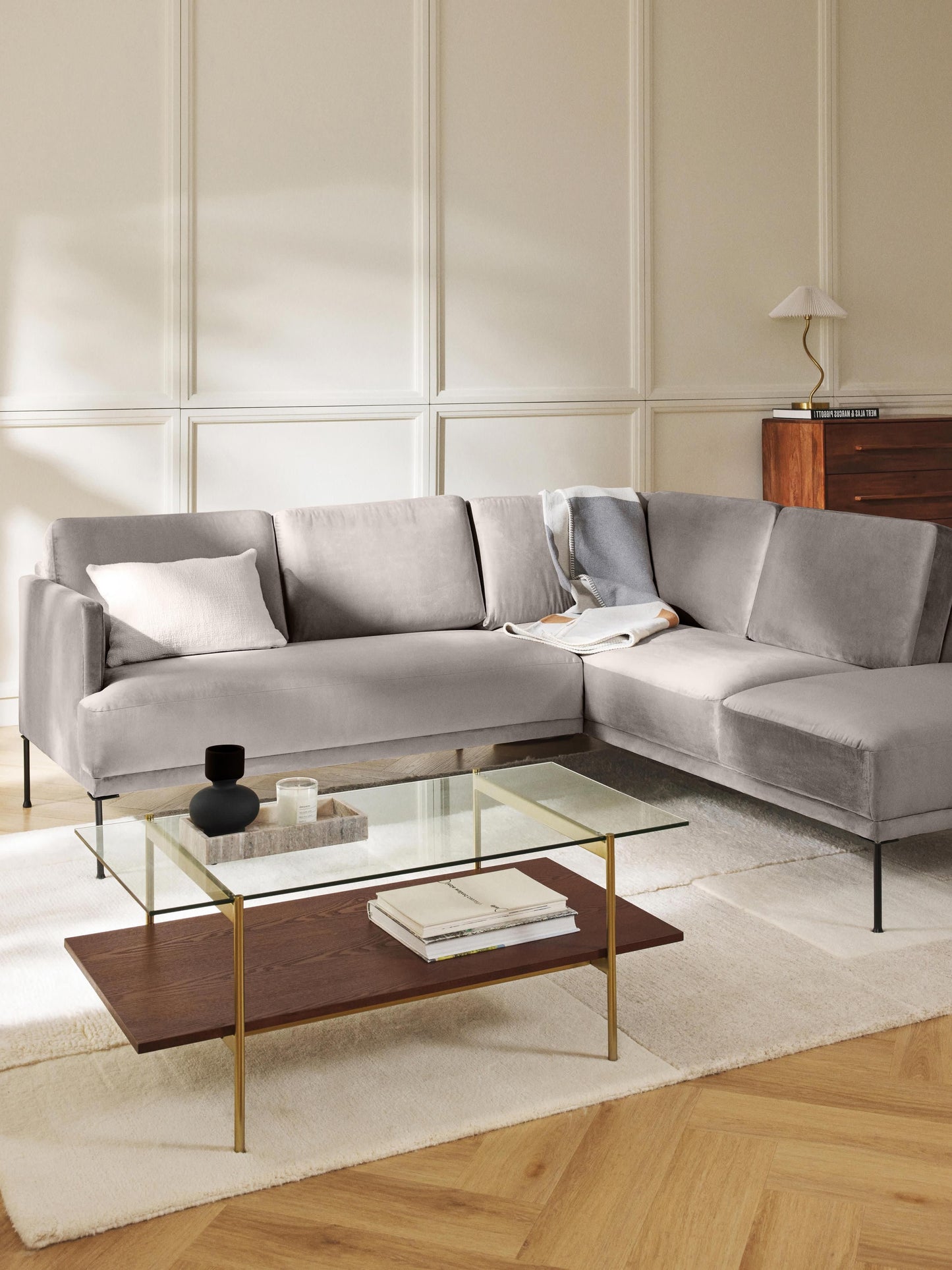 Fluenta Velvet Corner Sofa