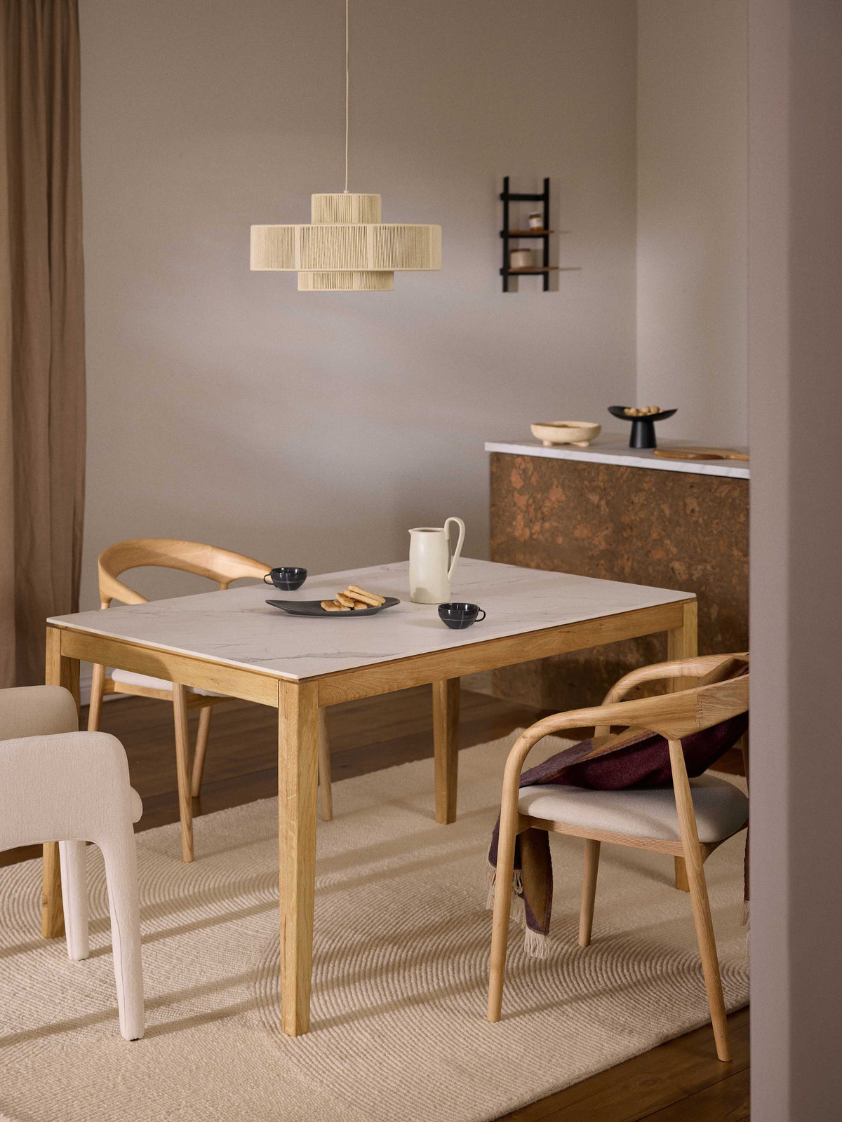 Jaxon Dining Table with Marble-Look Tabletop, in Various Sizes