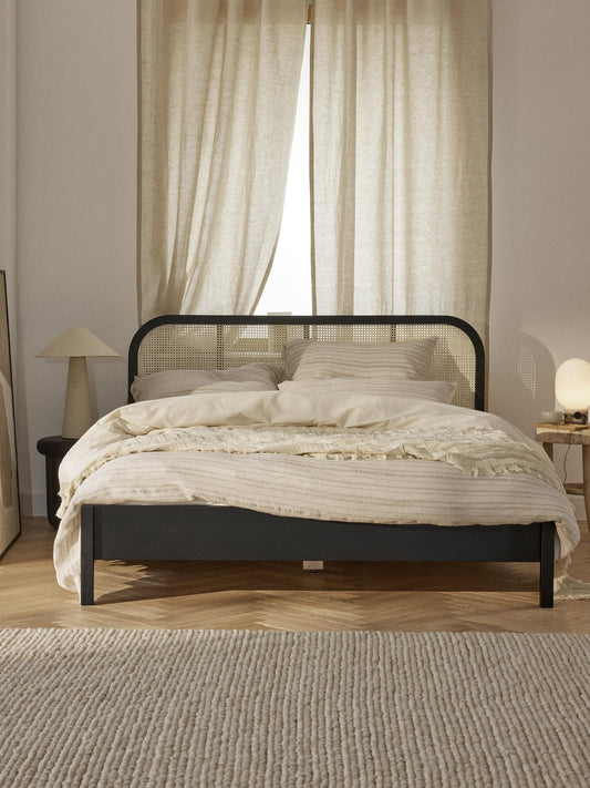 Jonas Wooden Bed with Vienna Cane Headboard