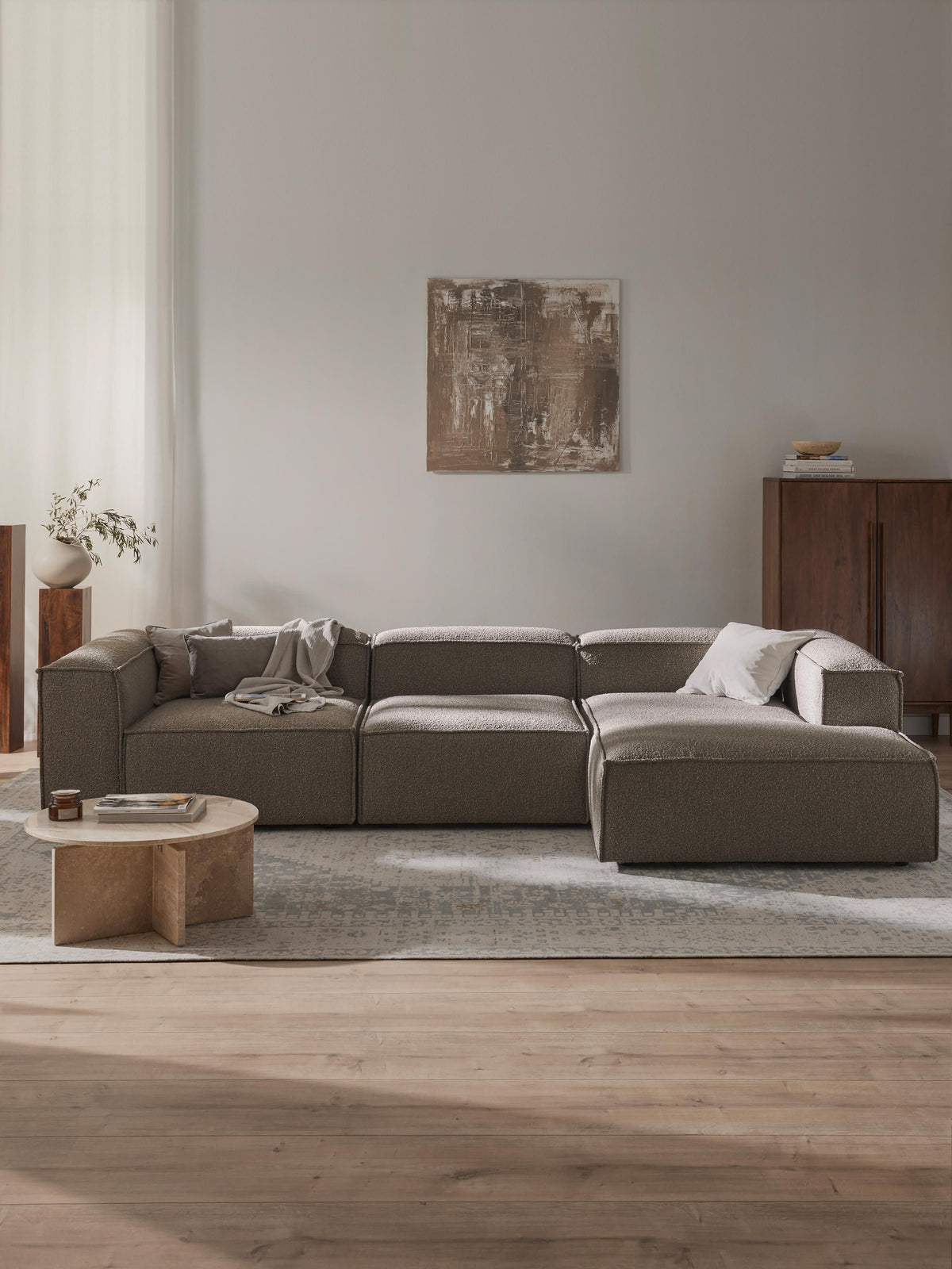 Lennox Modular Bouclé Corner Sofa (4-Seater)