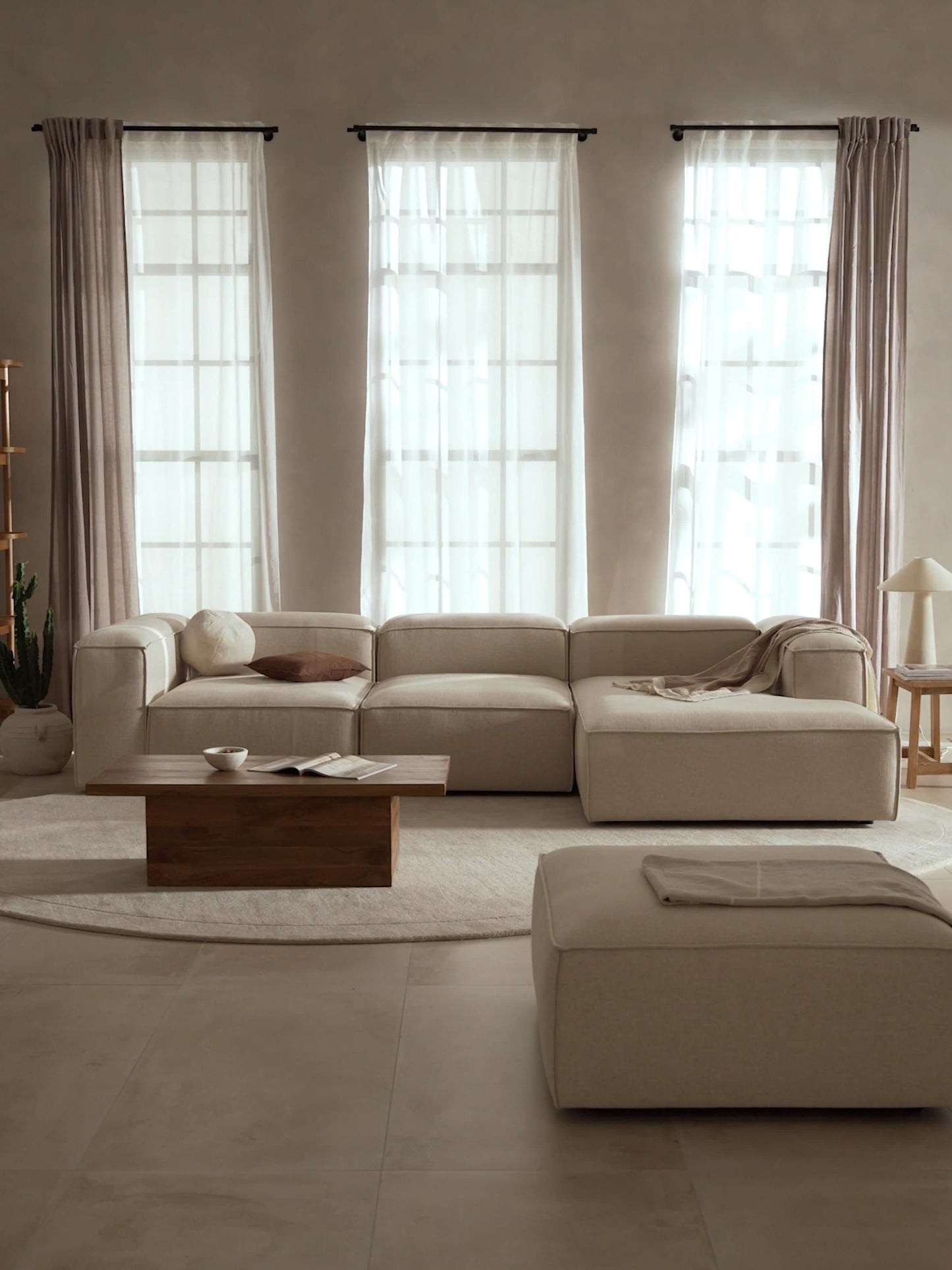 Lennox Modular Corner Sofa (4-Seater) in Linen Blend