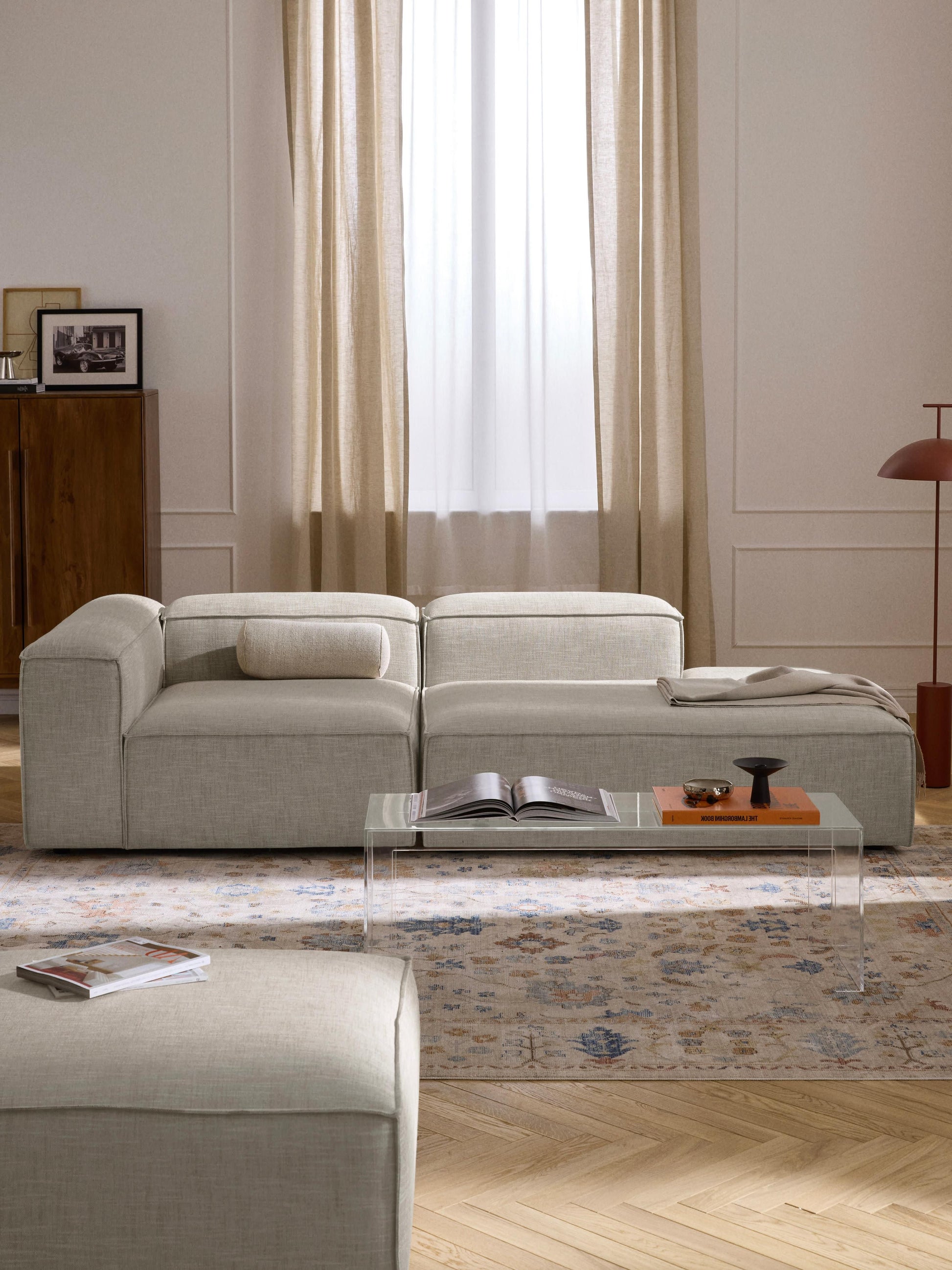 Lennox Modular Ottoman in Linen Blend
