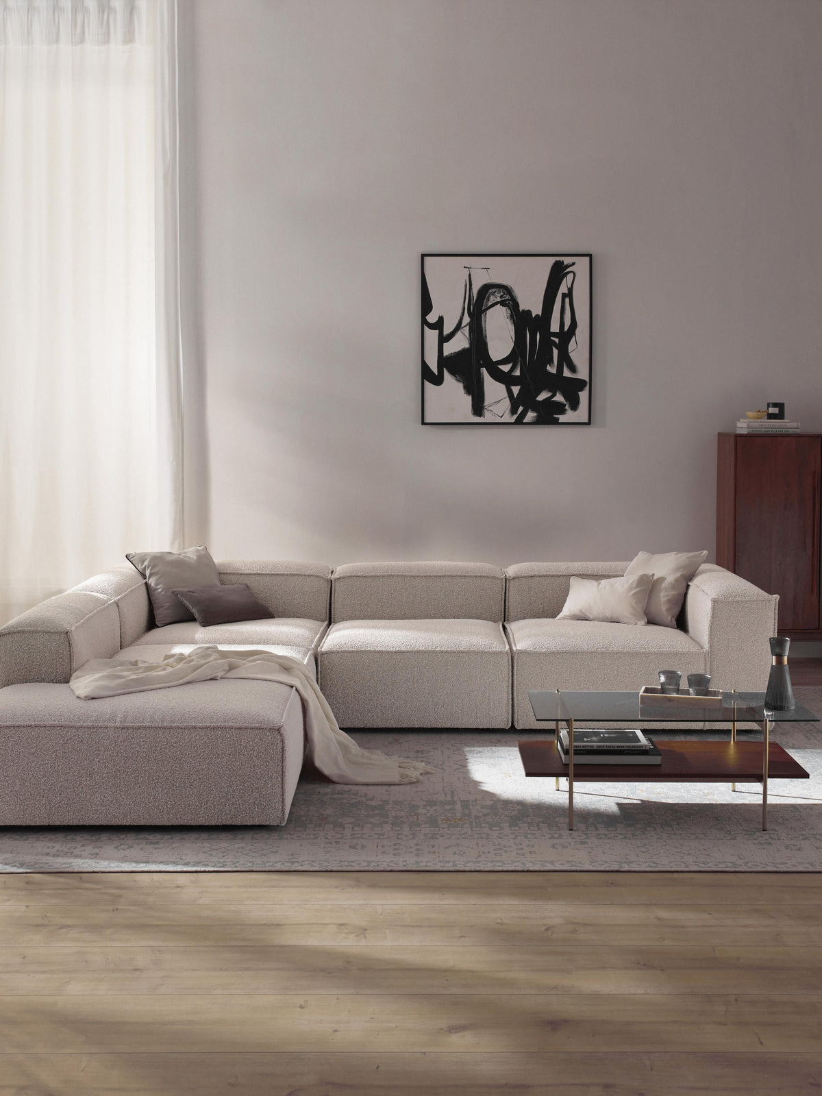 Lennox Modular XL Corner Sofa (4-Seater) in Bouclé