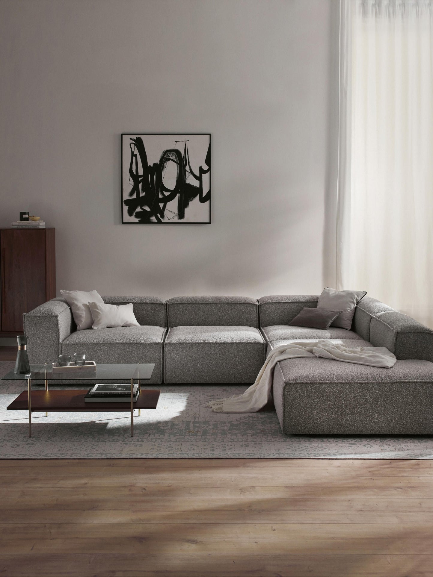 Lennox Modular XL Corner Sofa (4-Seater) in Bouclé