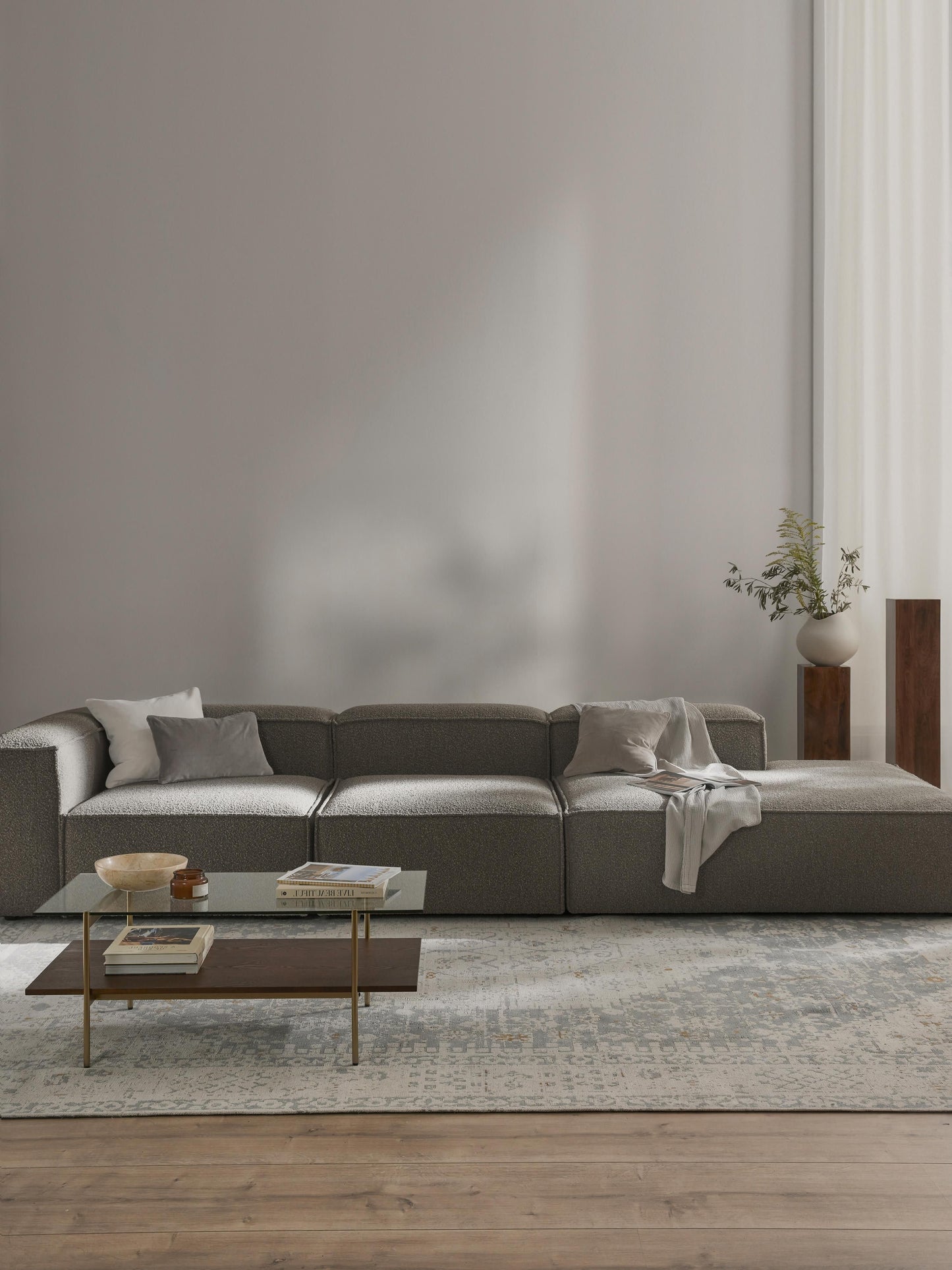 Lennox Modular XL Ottoman in Bouclé