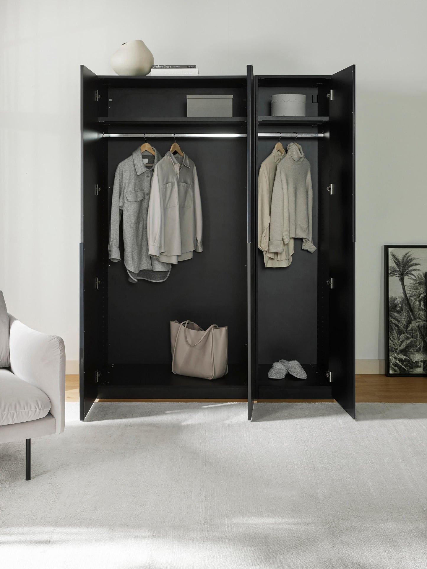 Leona Modular Hinged-Door Wardrobe, 150 cm Wide, in Various Sizes