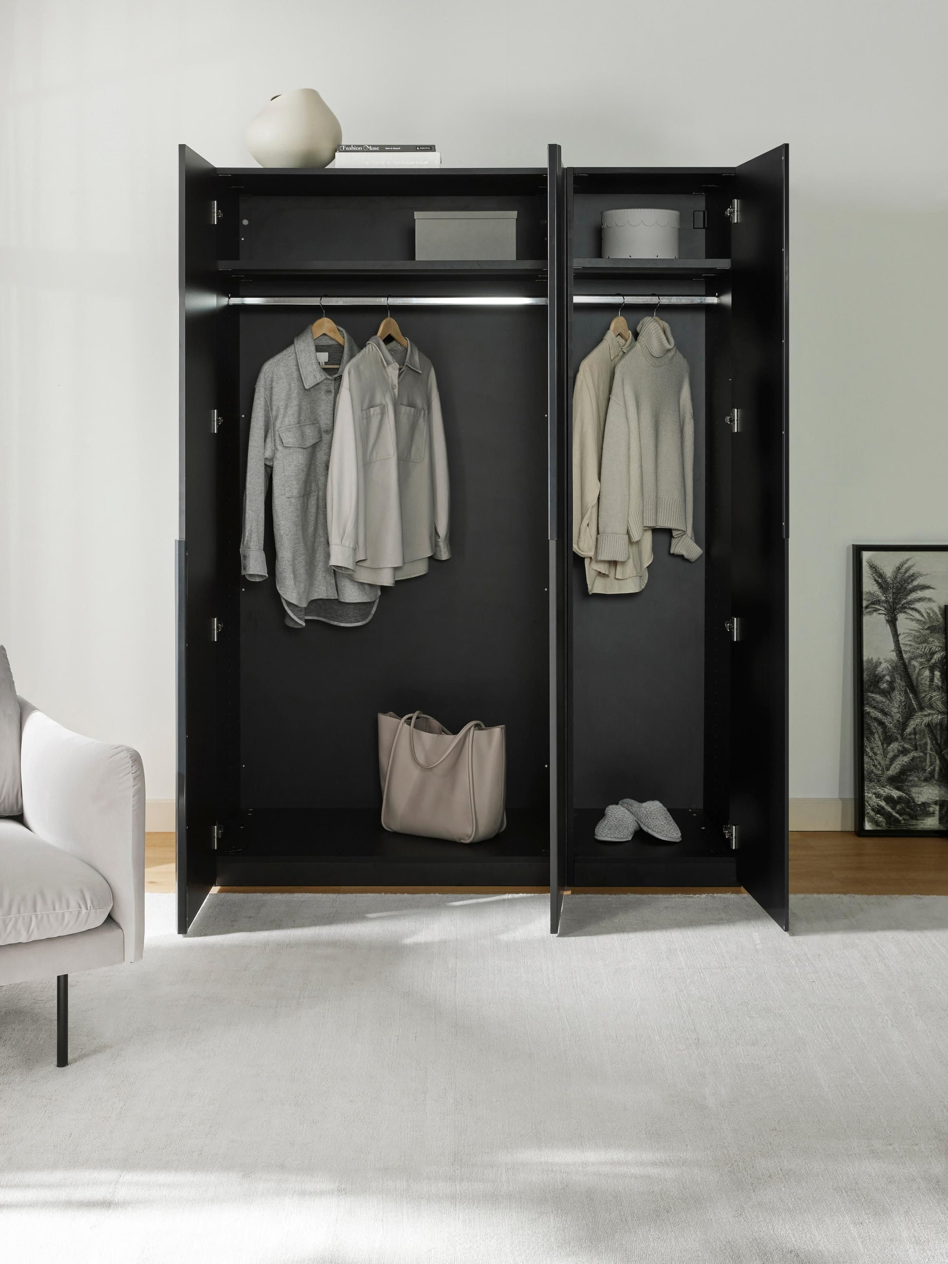 Leona Modular Hinged-Door Wardrobe, 150 cm Wide, in Various Sizes