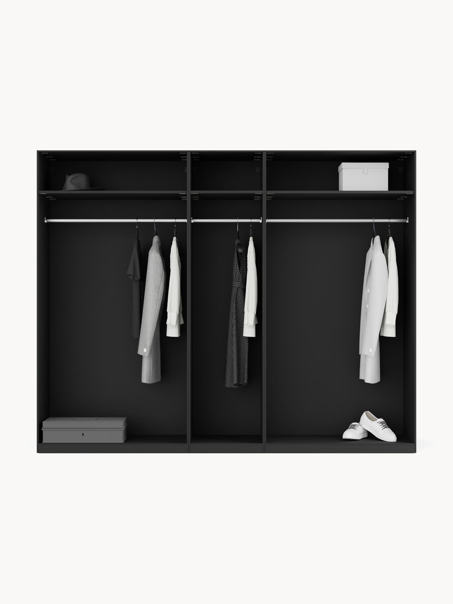 Leona Modular Hinged-Door Wardrobe, 250 cm Wide, in Various Sizes
