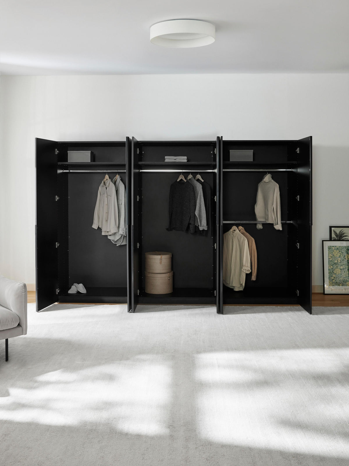 Leona Modular Hinged-Door Wardrobe, 300 cm Wide, in Various Sizes