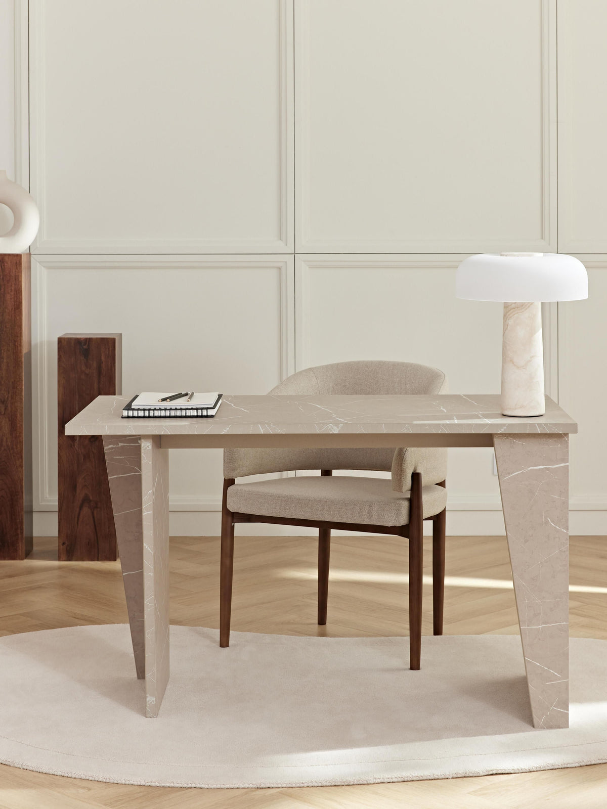 Liano Desk in Travertine Look