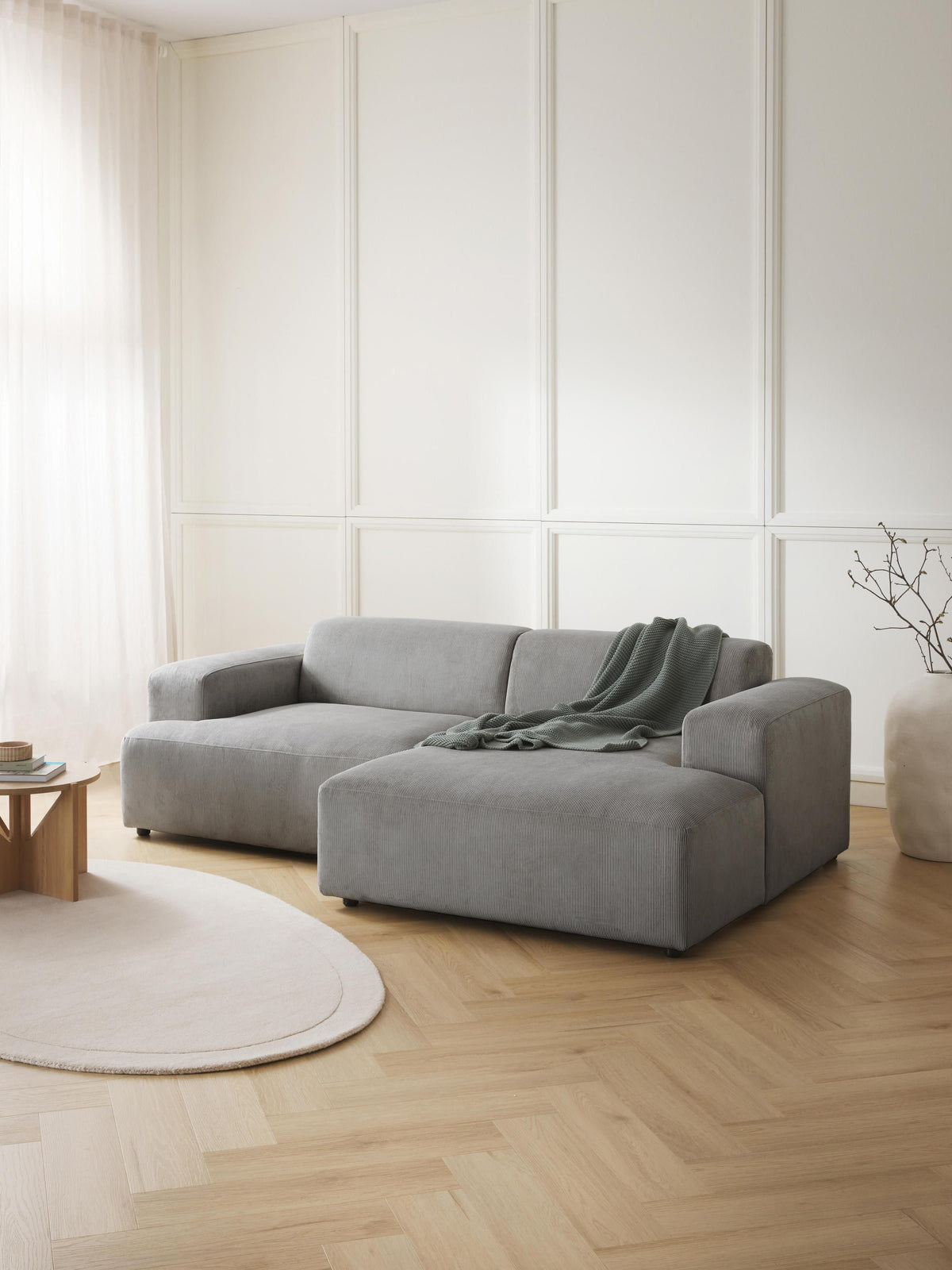 Melvie Corduroy Corner Sofa (3-Seater)