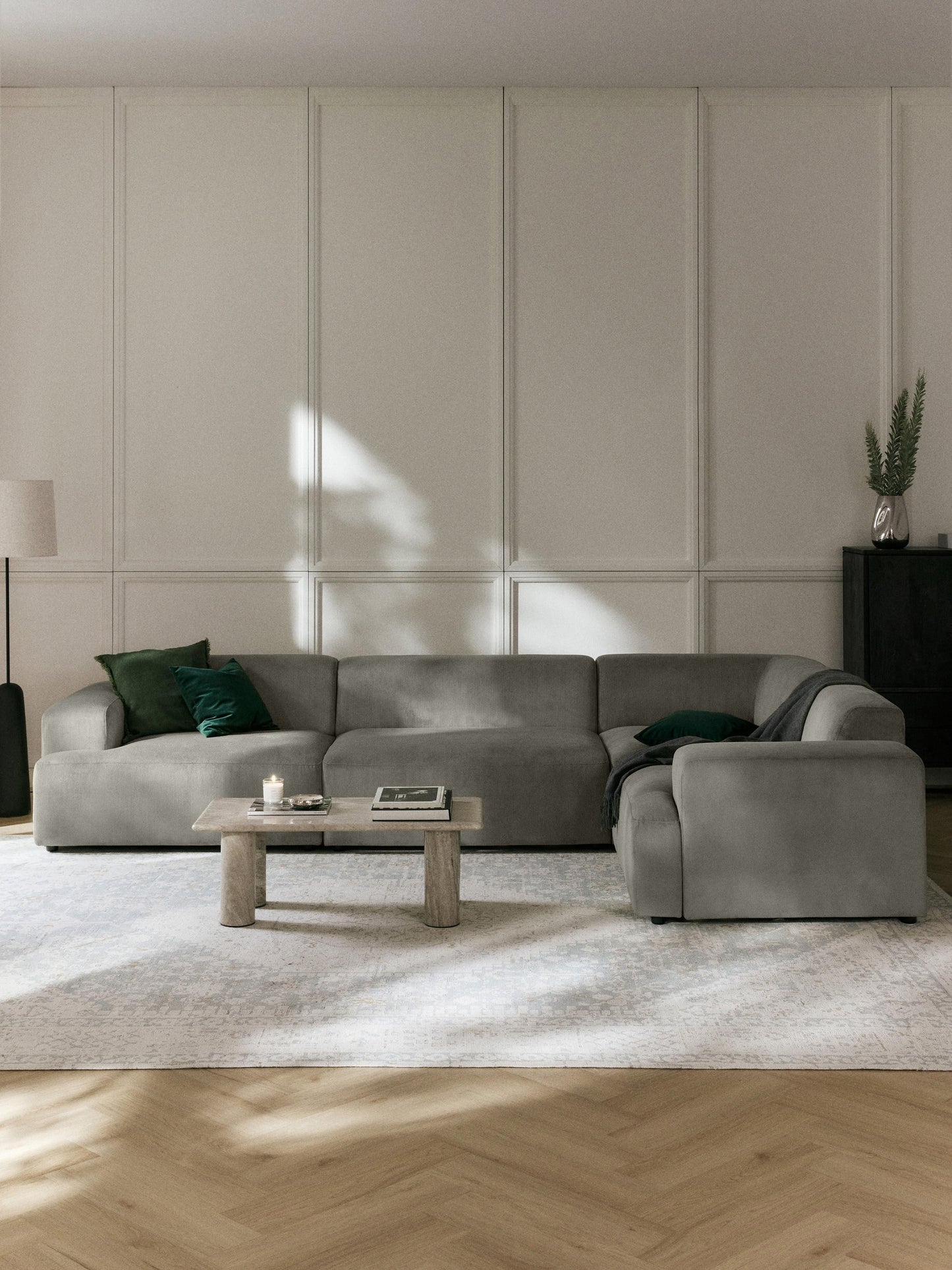 Melvie Large Corduroy Corner Sofa (4-Seater)