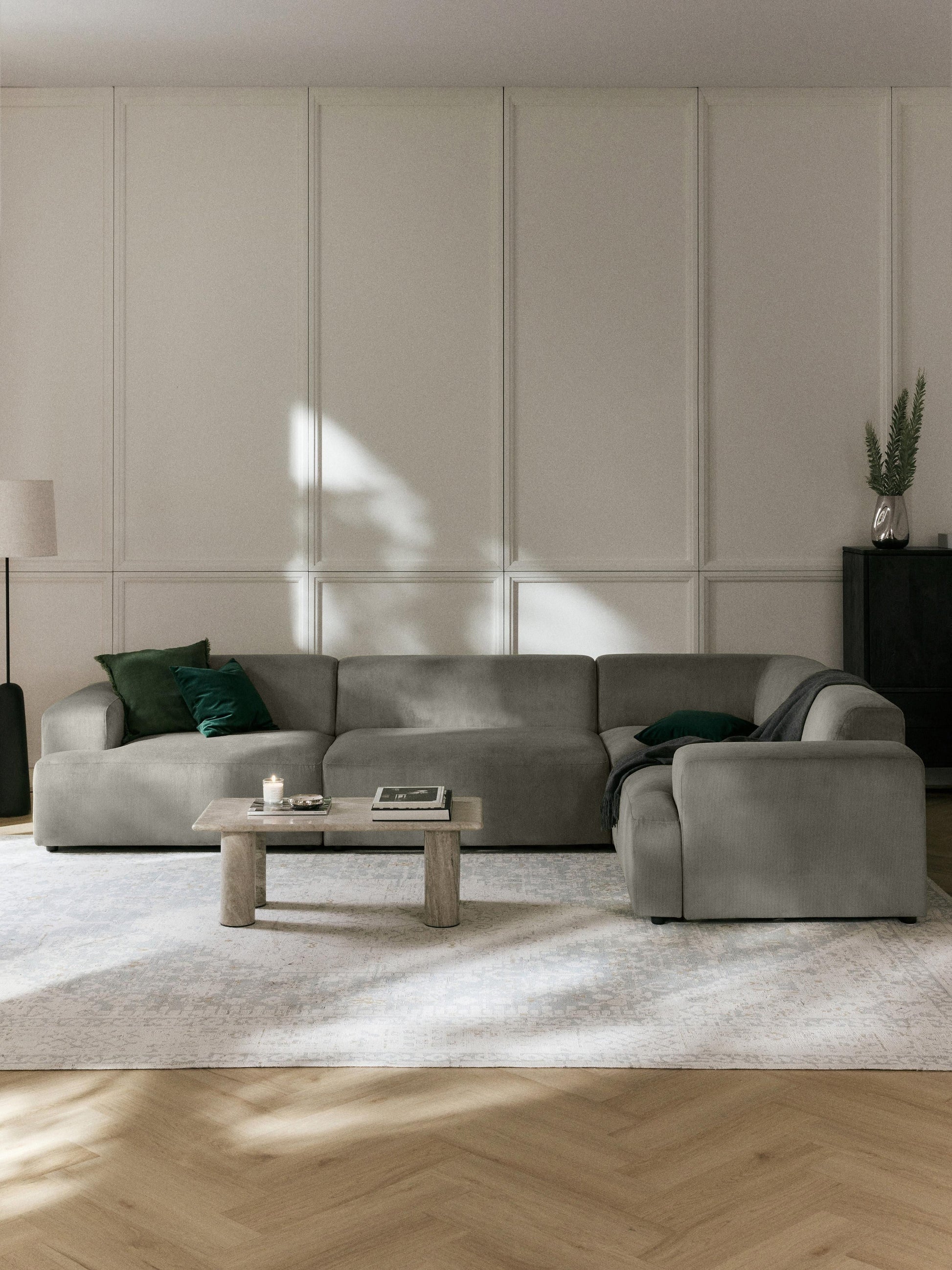 Melvie Large Corduroy Corner Sofa (4-Seater)