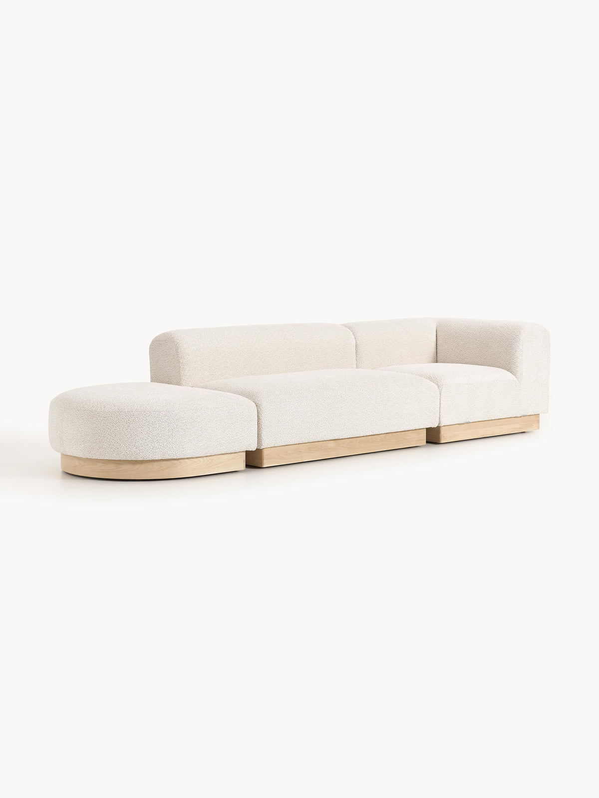 Natalia Modular Ottoman in Teddy Bouclé with Stool (Left/Right)
