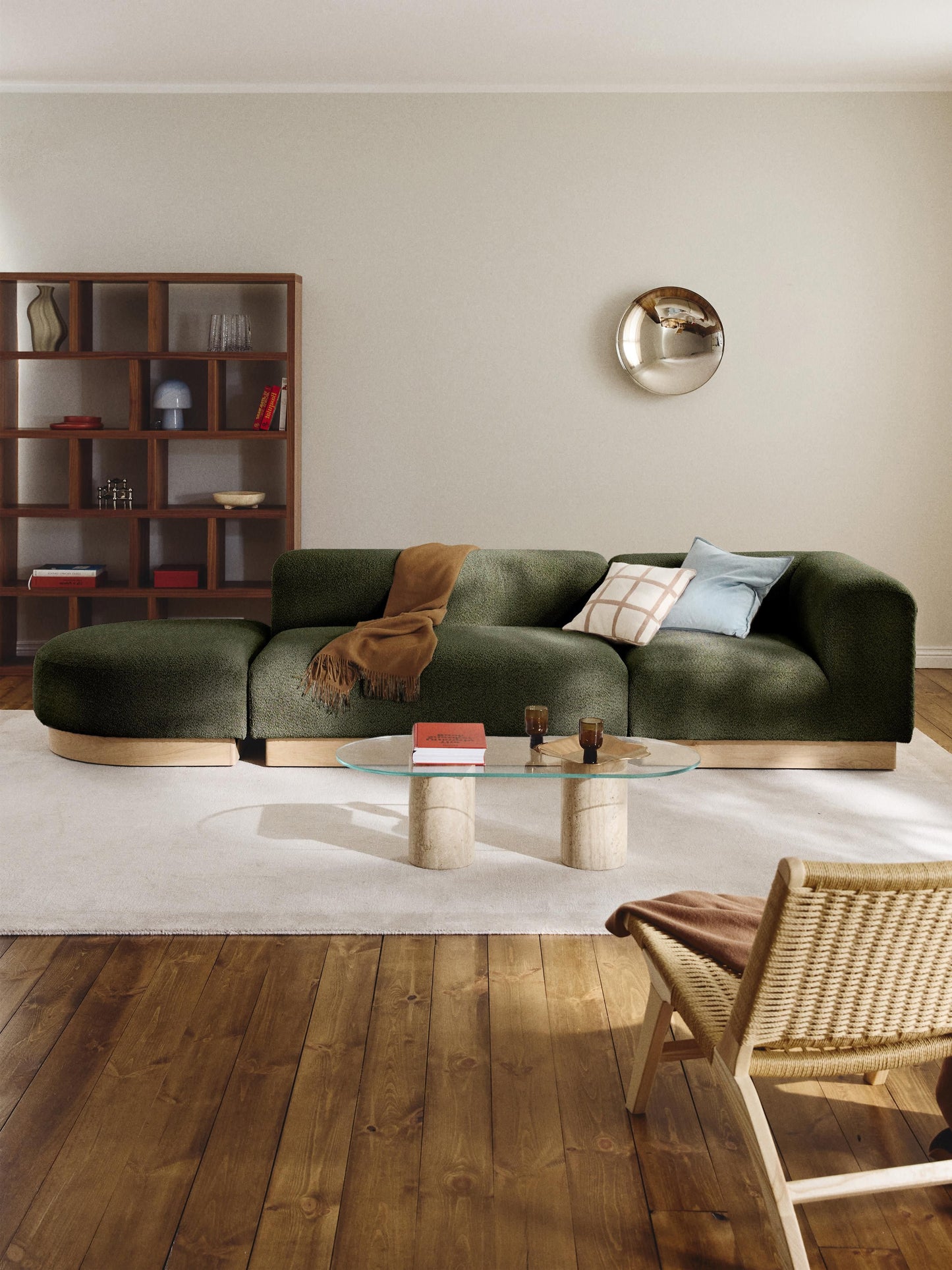 Natalia Modular Ottoman in Teddy Bouclé with Stool (Left/Right)