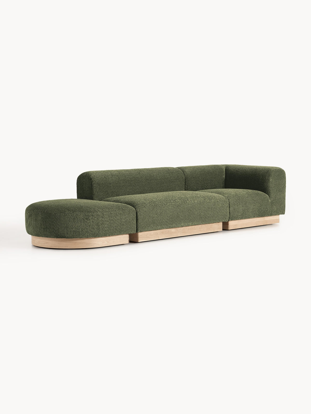 Natalia Modular Ottoman in Teddy Bouclé with Stool (Left/Right)