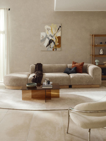 Natalia Modular Ottoman in Teddy Bouclé with Stool (Left/Right)