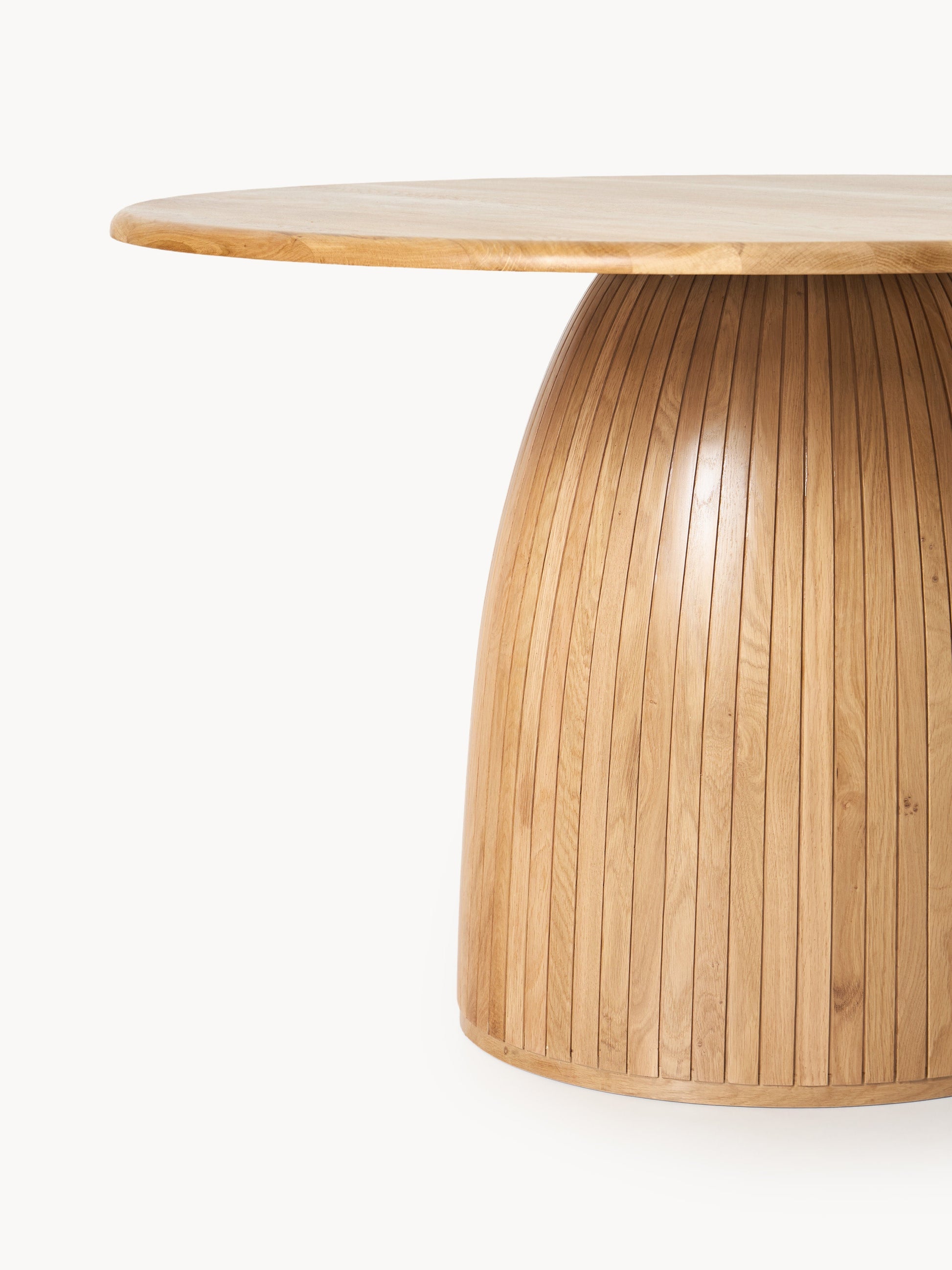 Nella Round Dining Table with Fluted Texture, in Various Sizes