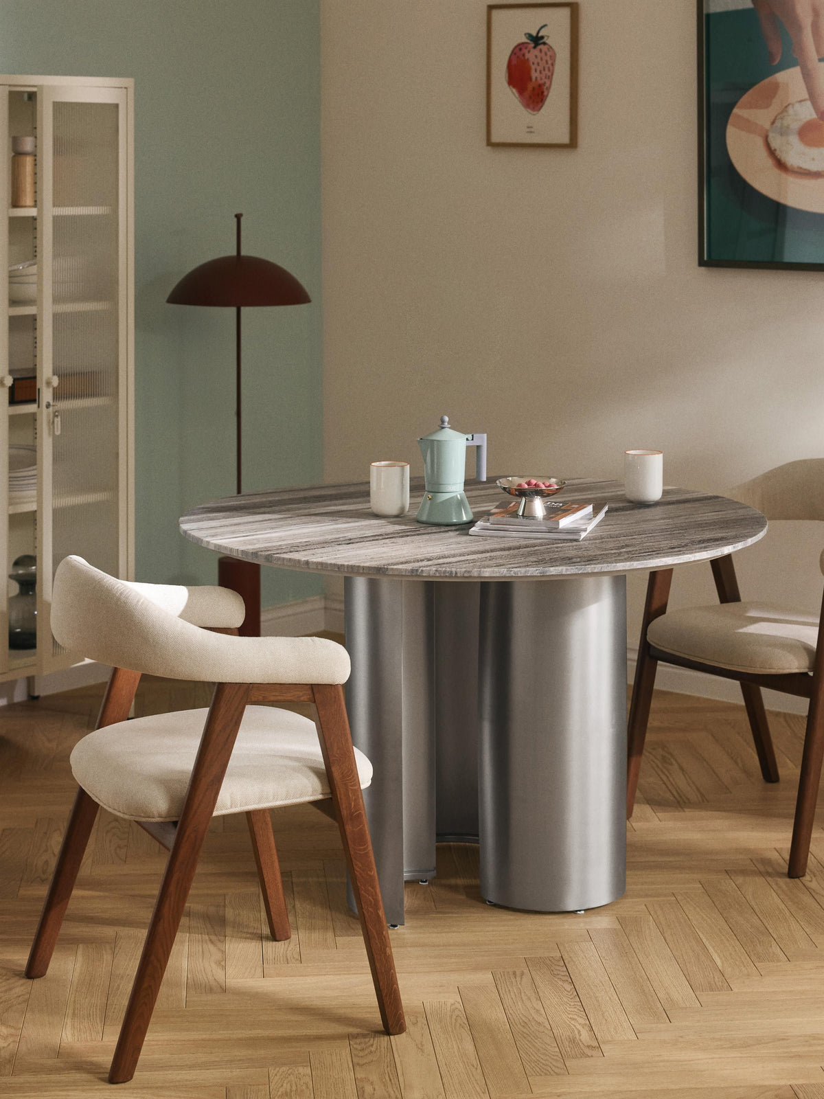 Noah Round Dining Table with Marble Tabletop, Ø 120 cm
