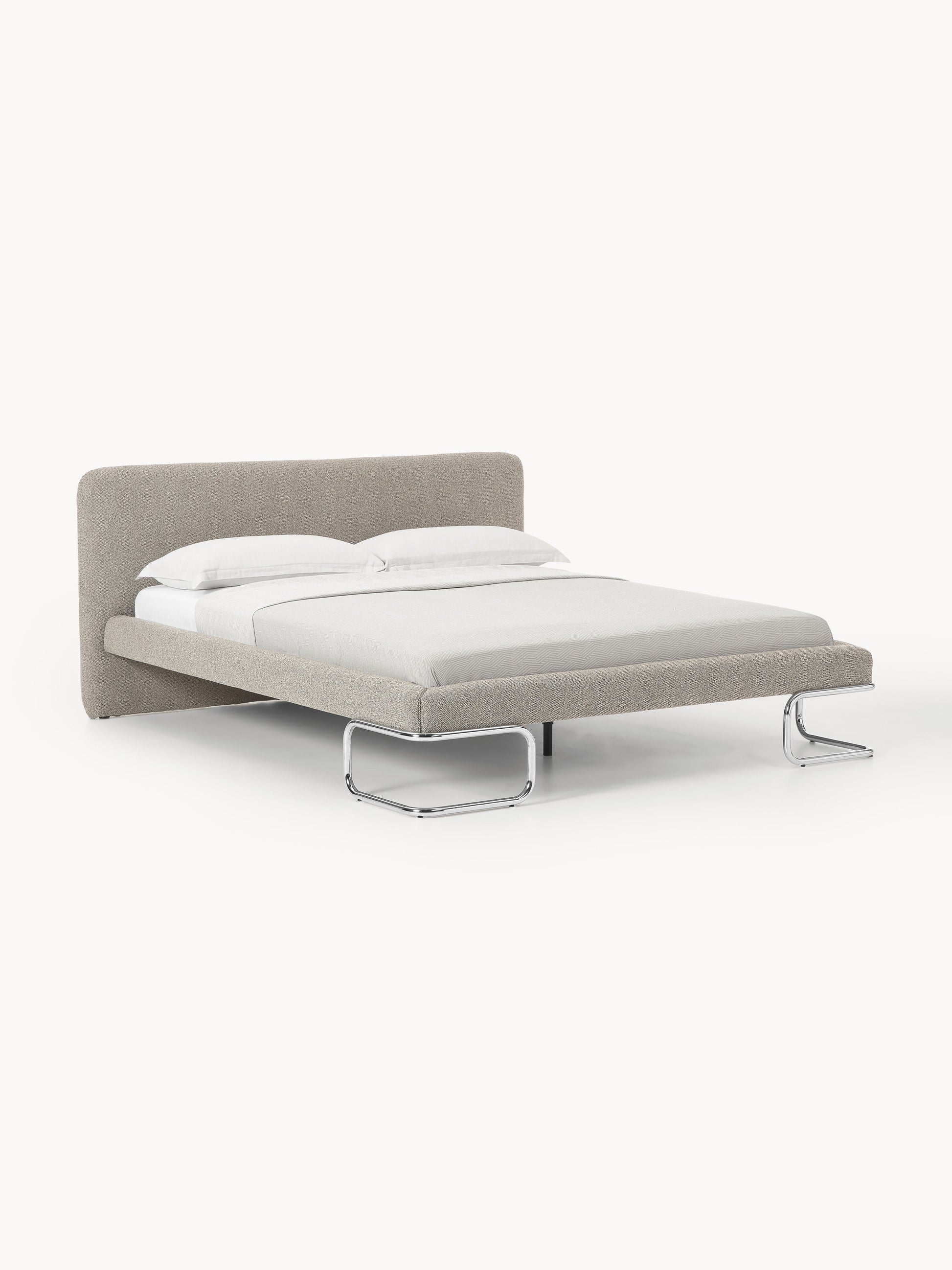 Olinda Bouclé Upholstered Bed with Metal Legs