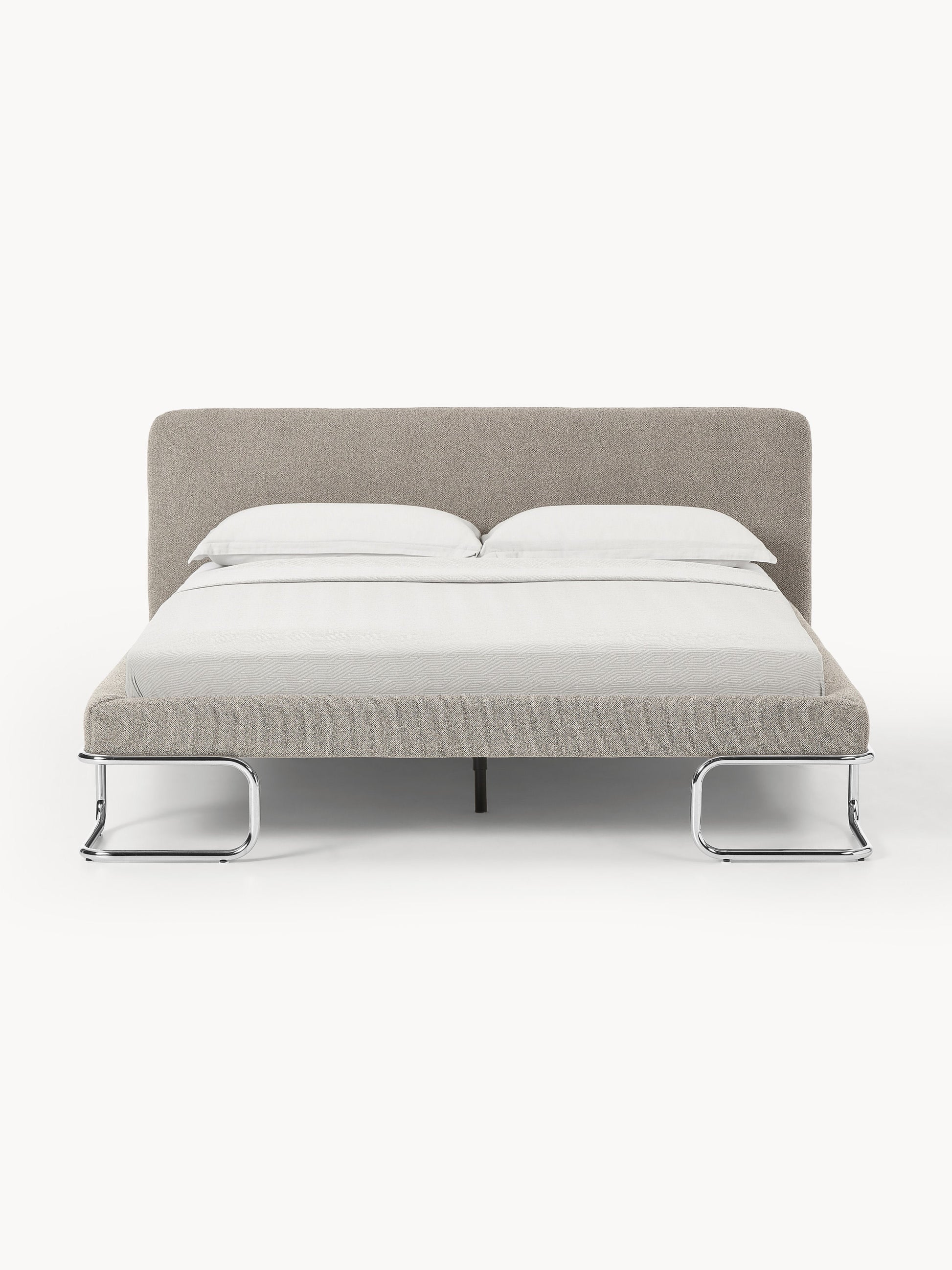 Olinda Bouclé Upholstered Bed with Metal Legs