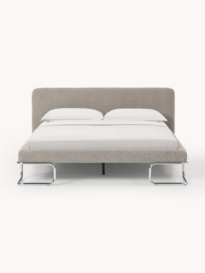 Olinda Bouclé Upholstered Bed with Metal Legs