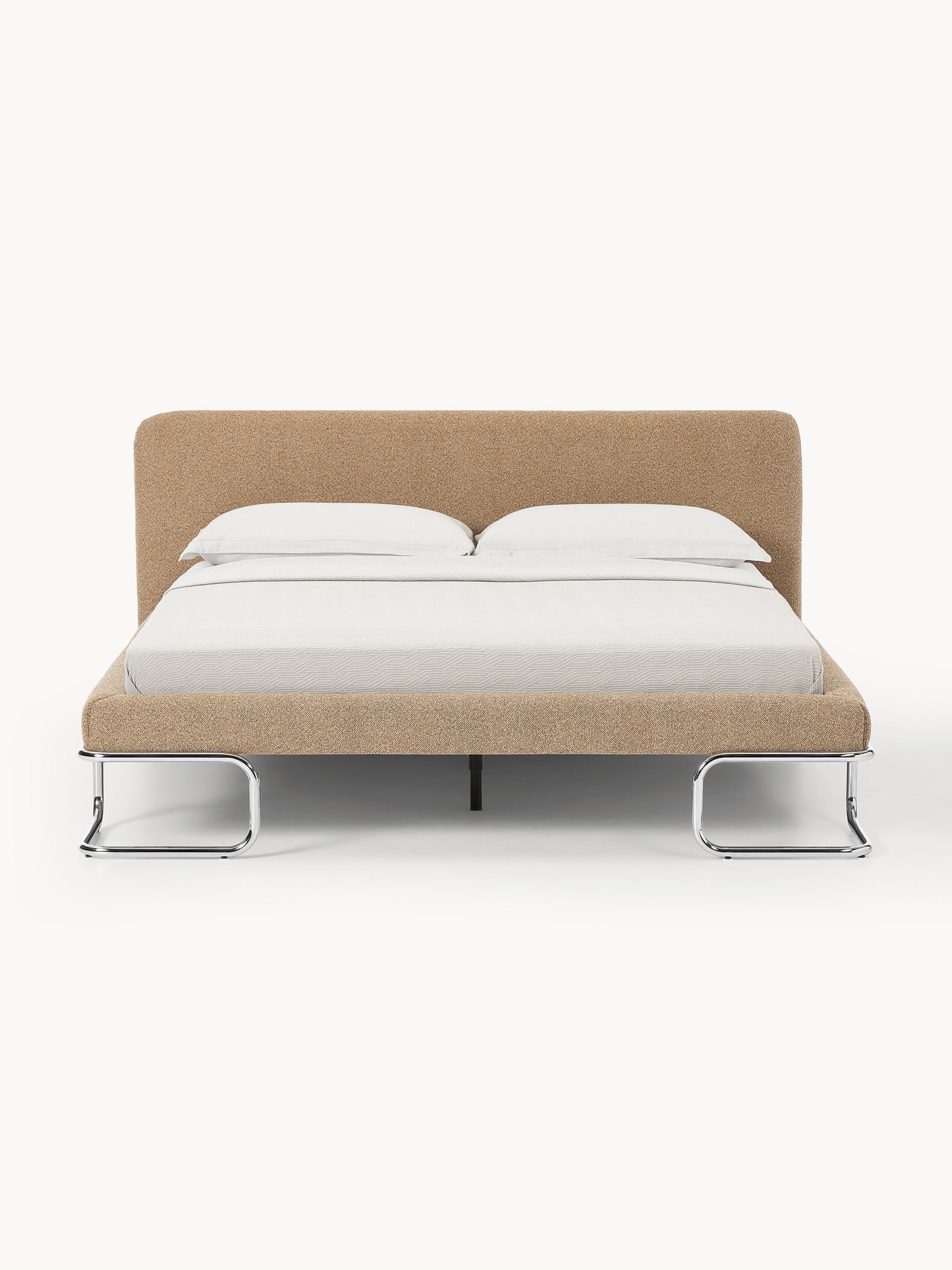 Olinda Bouclé Upholstered Bed with Metal Legs